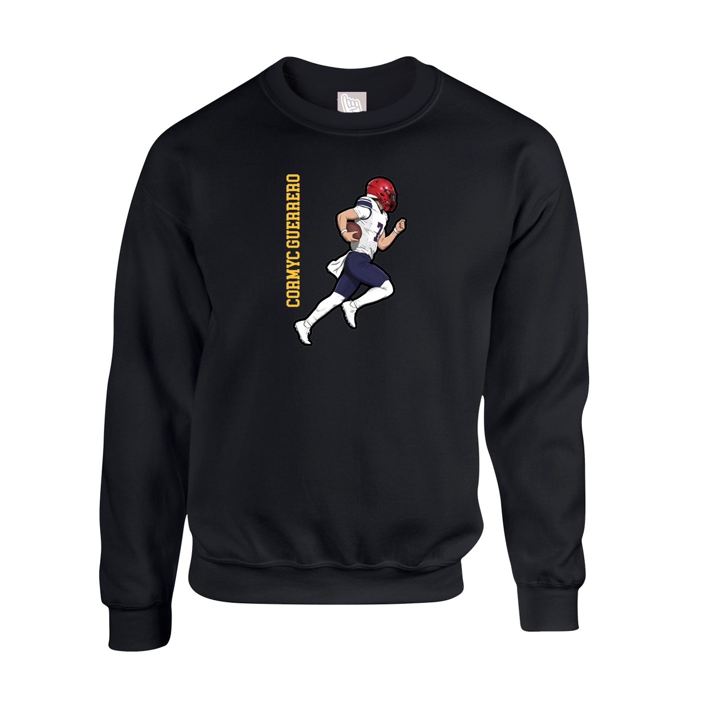 Fleece Crew — Name Vertical in Black