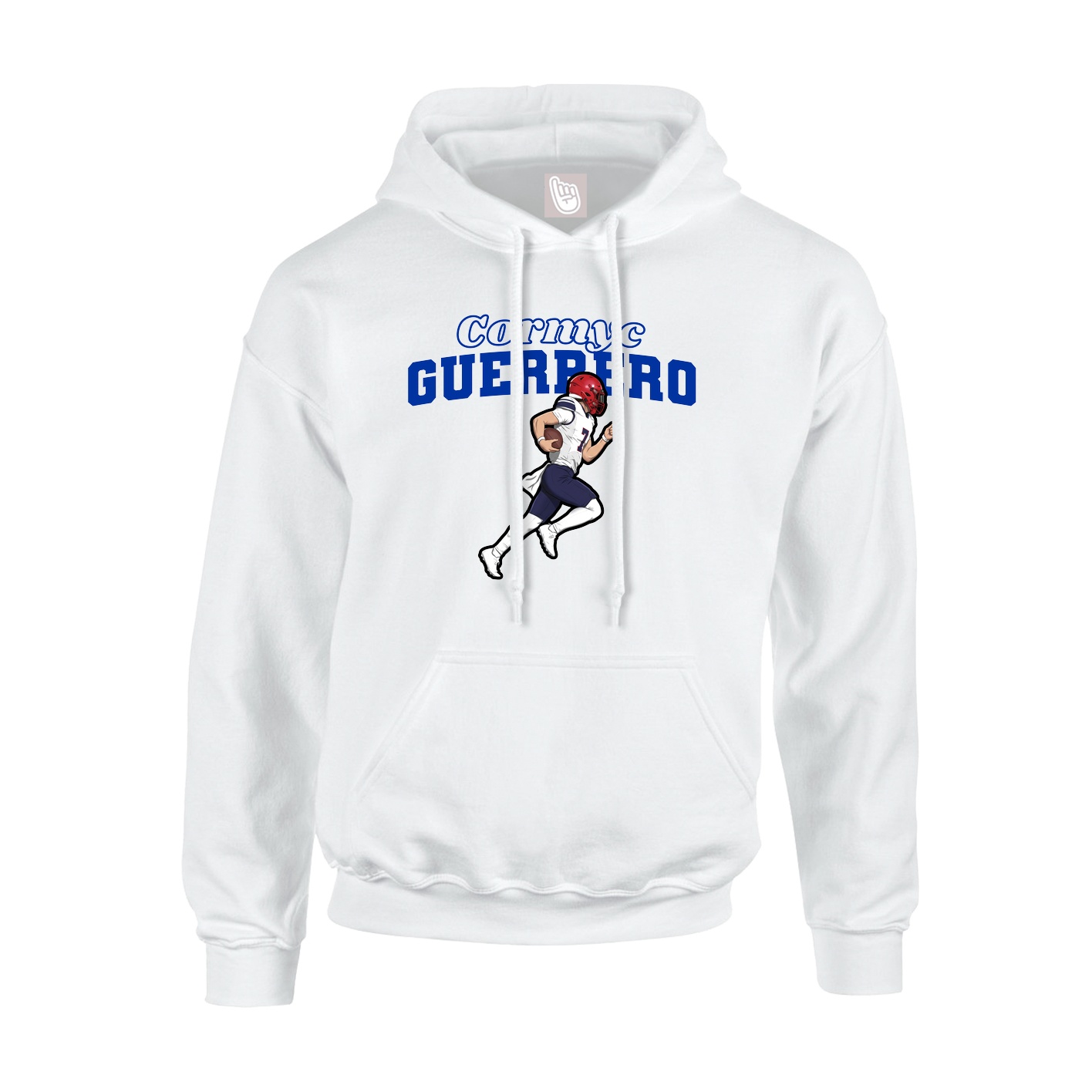 Youth Hoodie — Name Arch in White