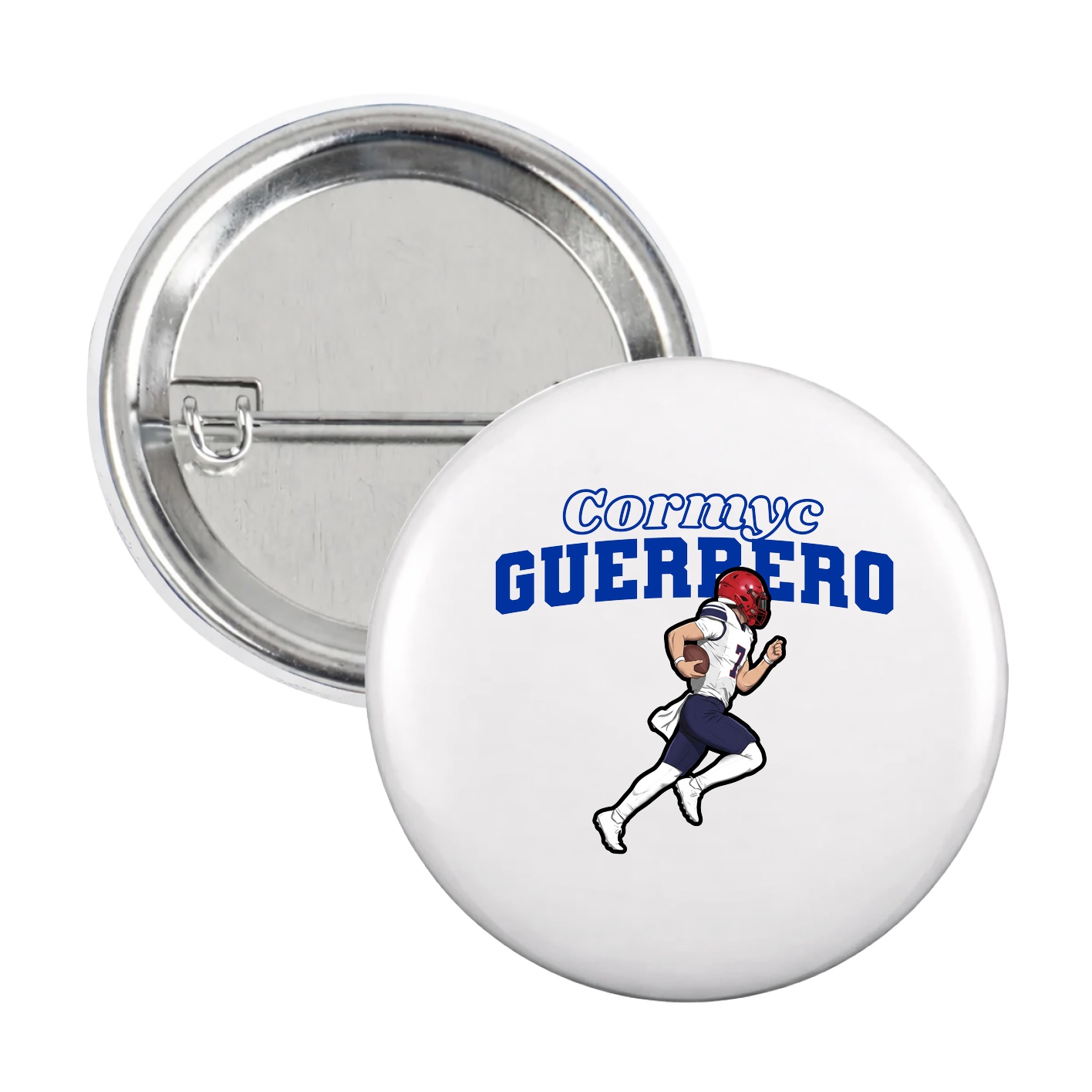 Game Day Button — Name Arch in White