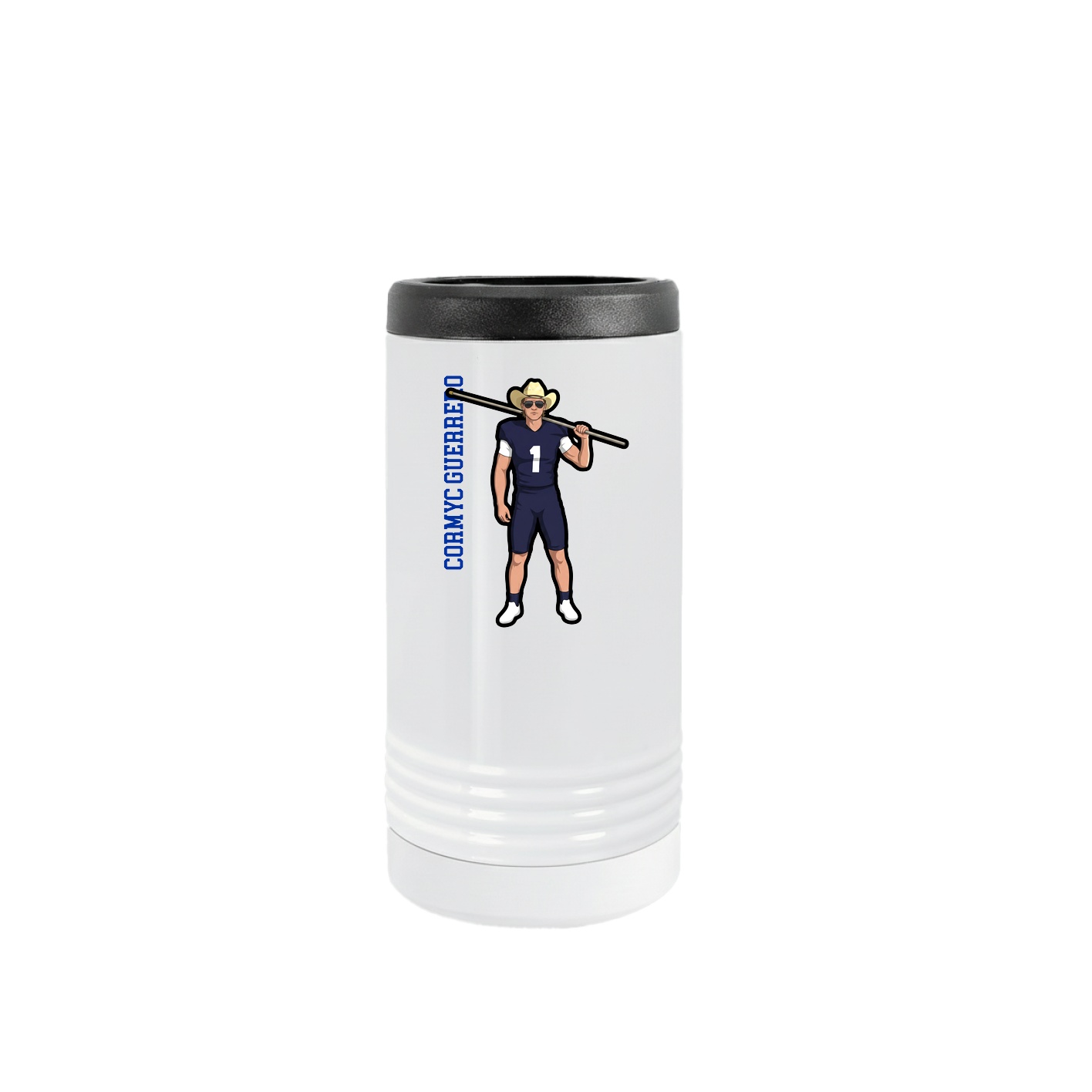 Slim Beverage Holder — Name Vertical in White