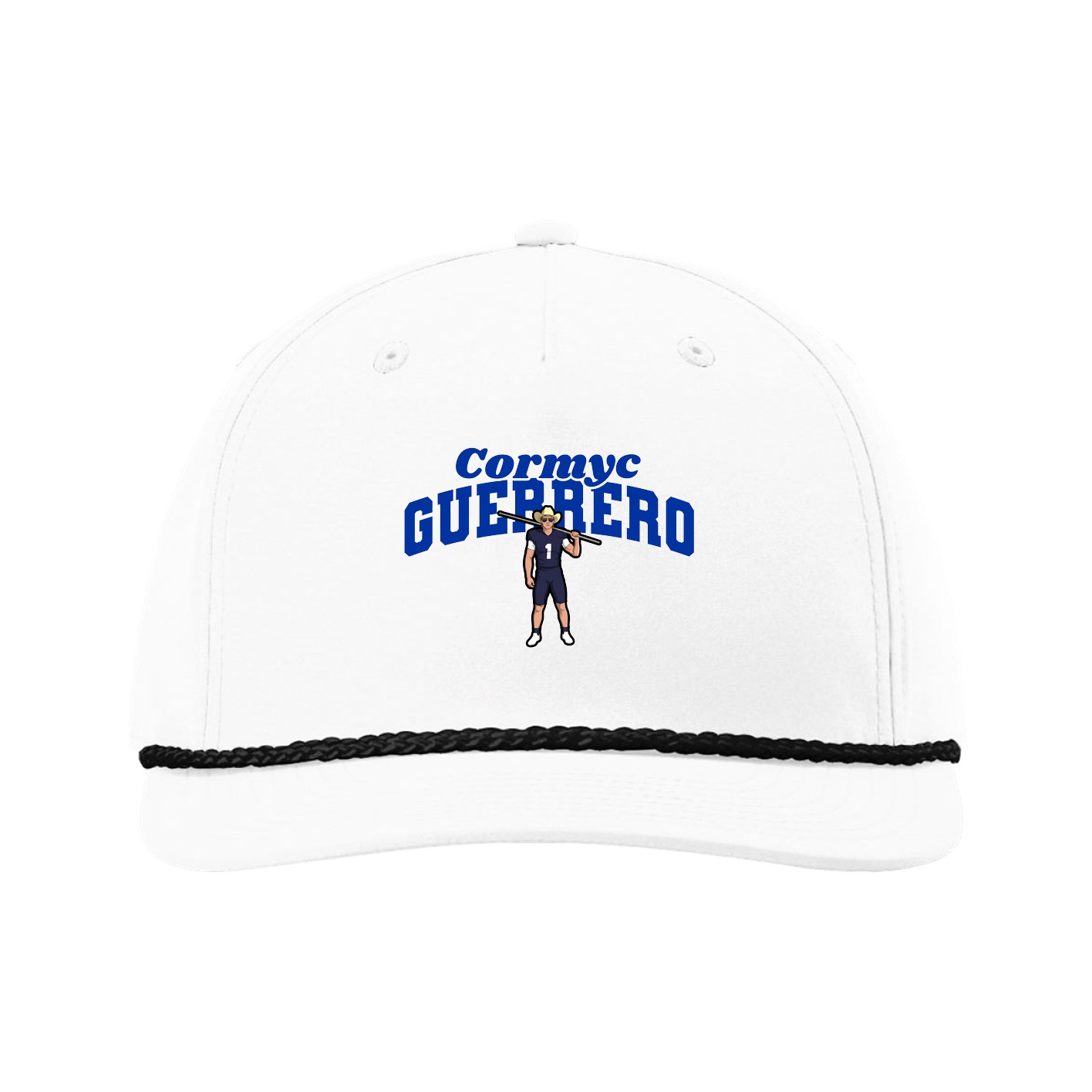 Five-Panel Classic Rope Cap — Signature Arch in White