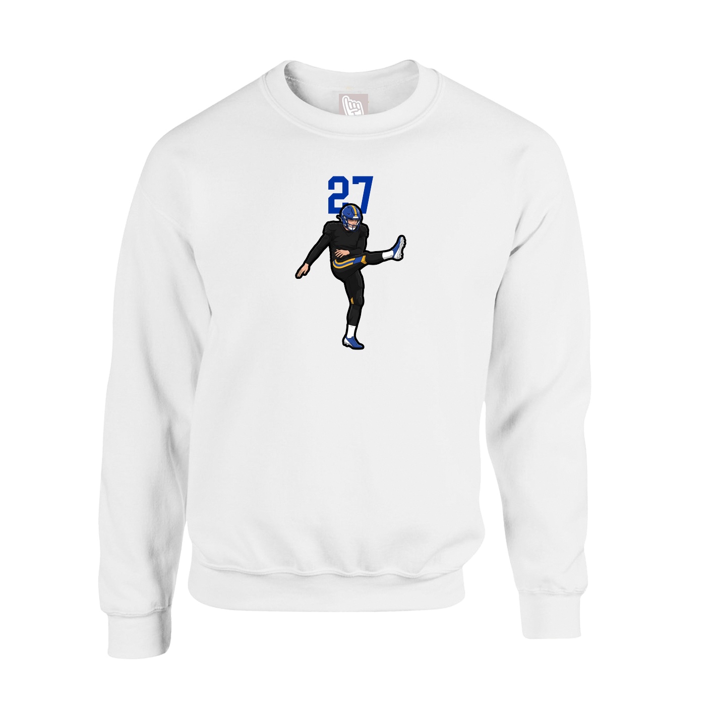 Fleece Crew — Number Top in White