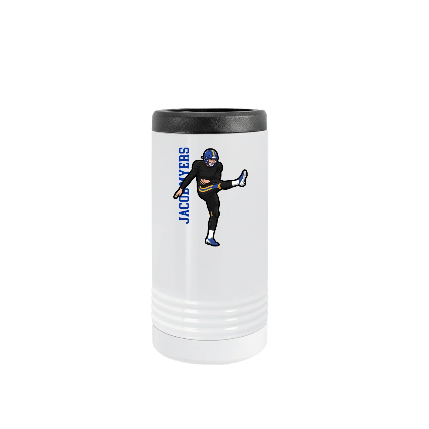 Slim Beverage Holder — Name Vertical in White