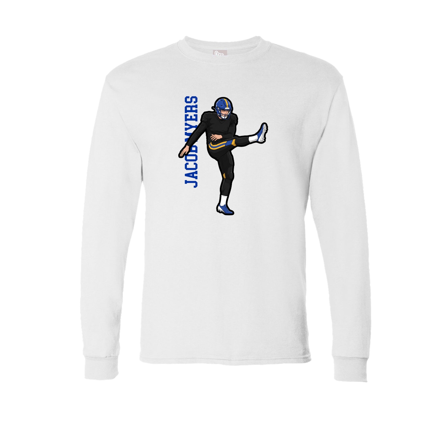 Long Sleeve Tee — Name Vertical in White