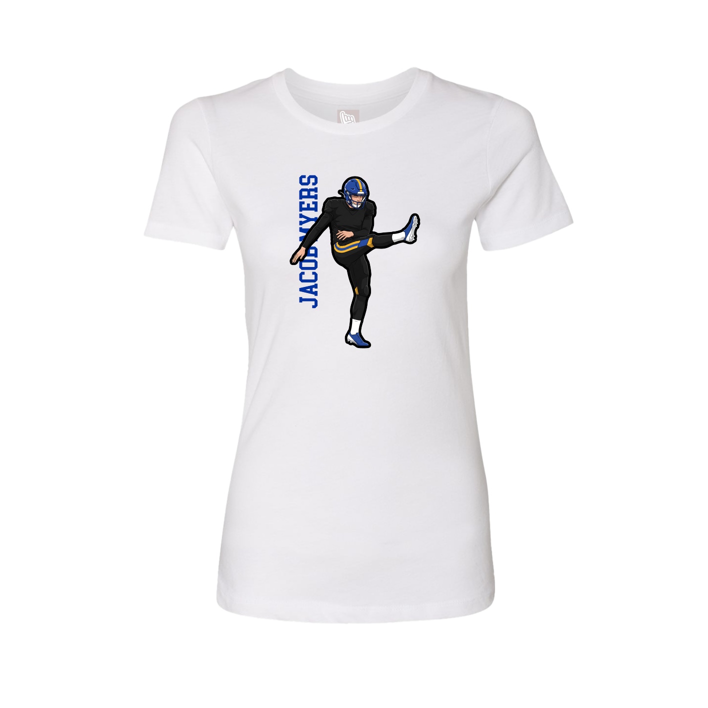 Fitted Women's Tee — Name Vertical in White