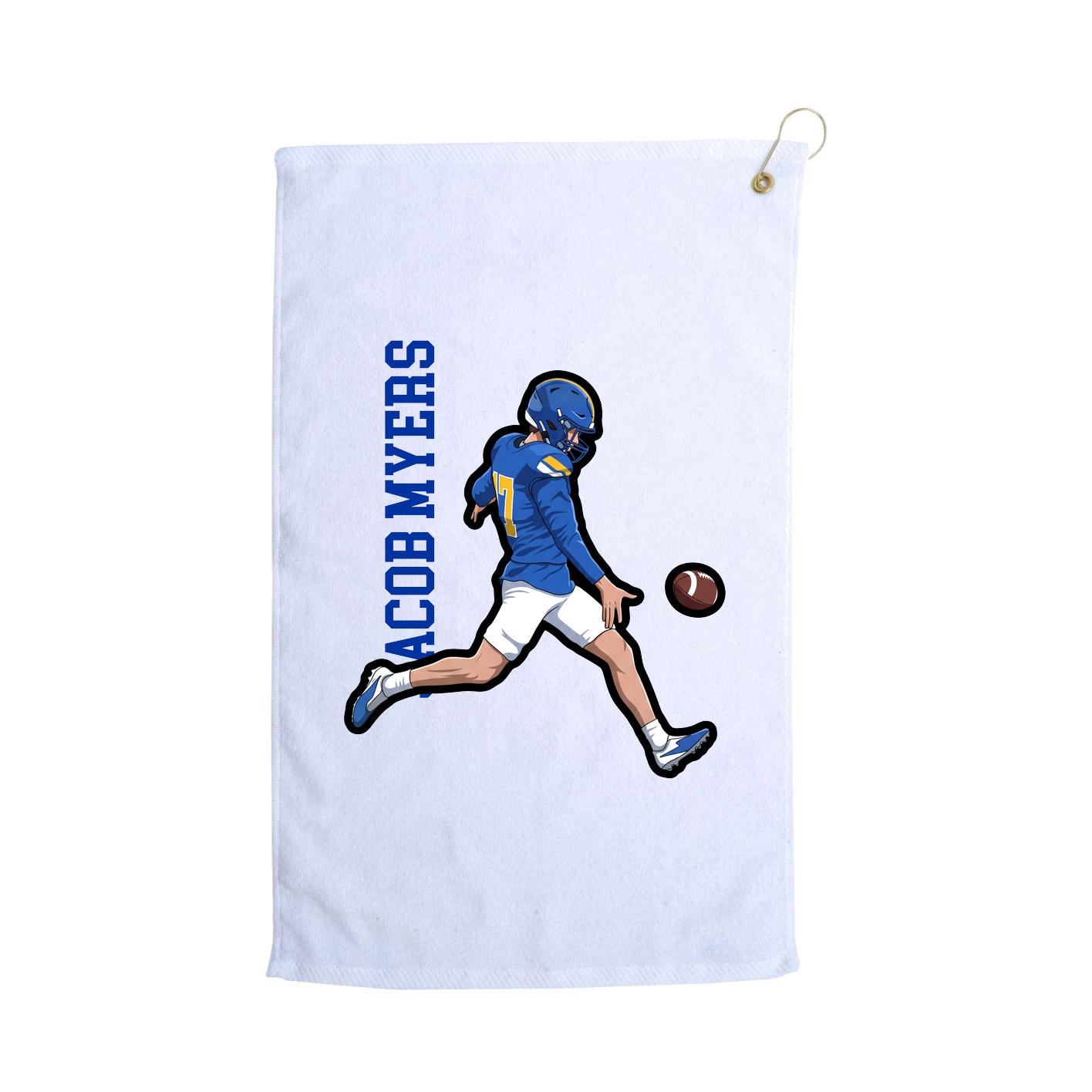 Golf Towel — Name Vertical in White