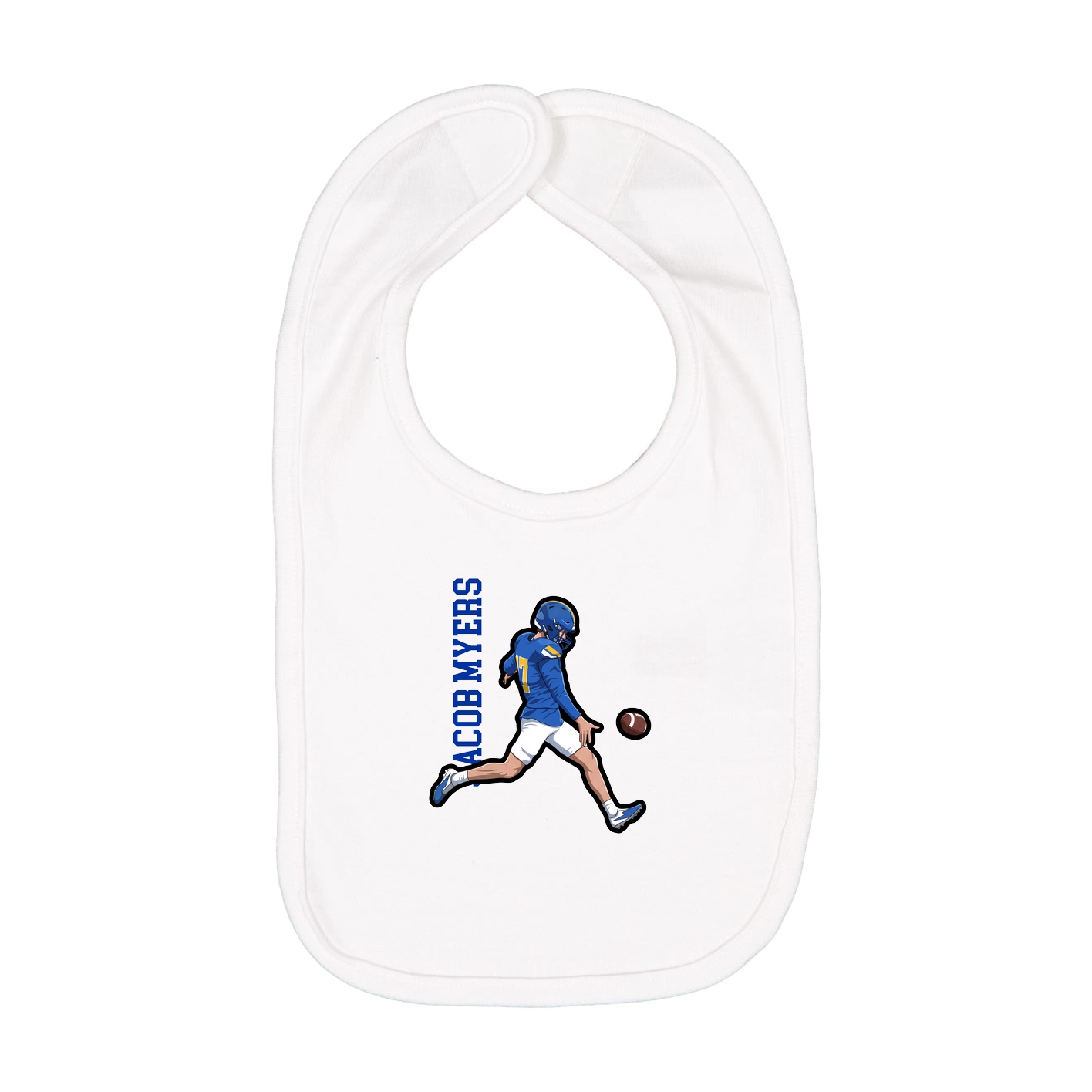 Infant Bib — Name Vertical in White