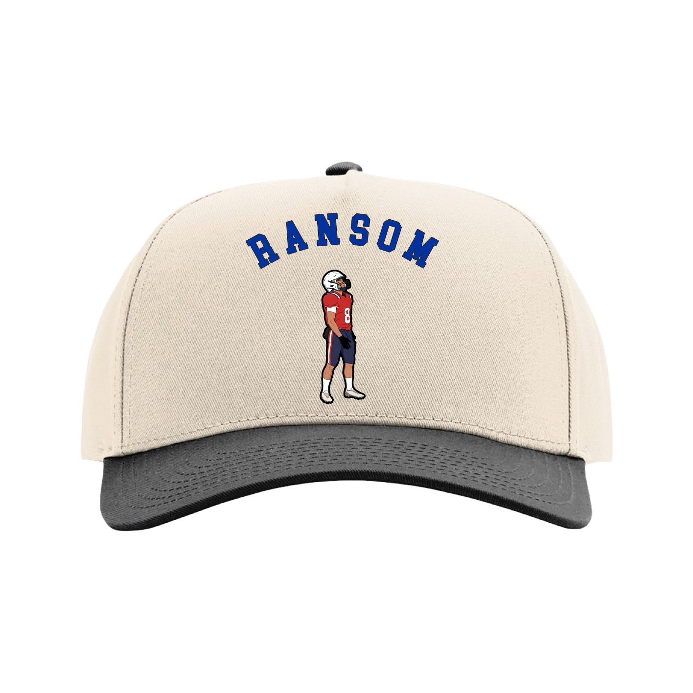 Full Fabric Five-Panel Champ Cap — Shirsey Arch in Cream/Black