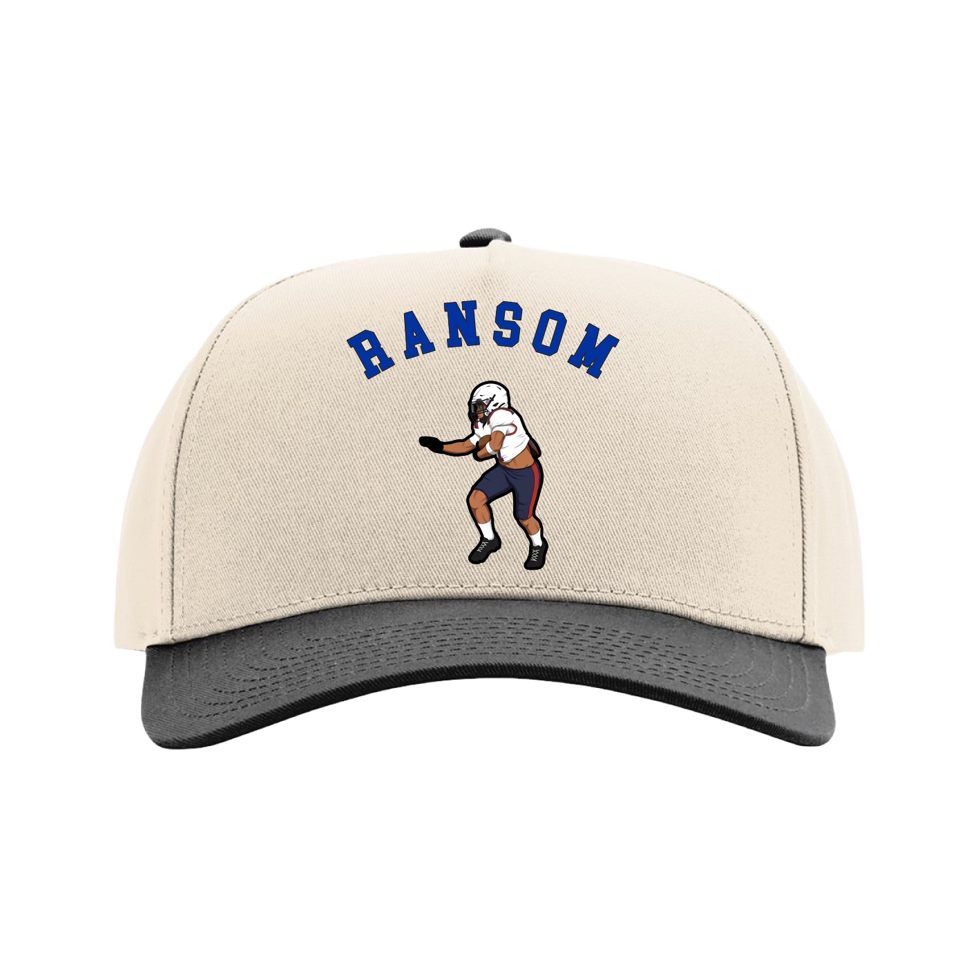 Full Fabric Five-Panel Champ Cap — Shirsey Arch in Cream/Black