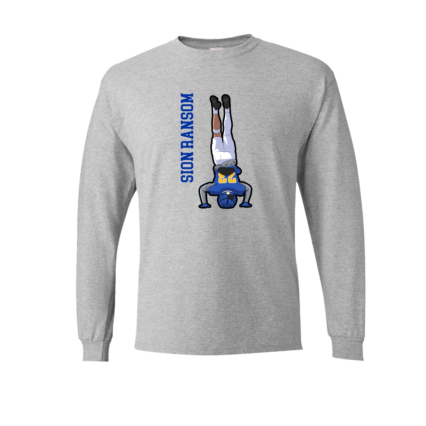 Long Sleeve Tee — Name Vertical in Grey