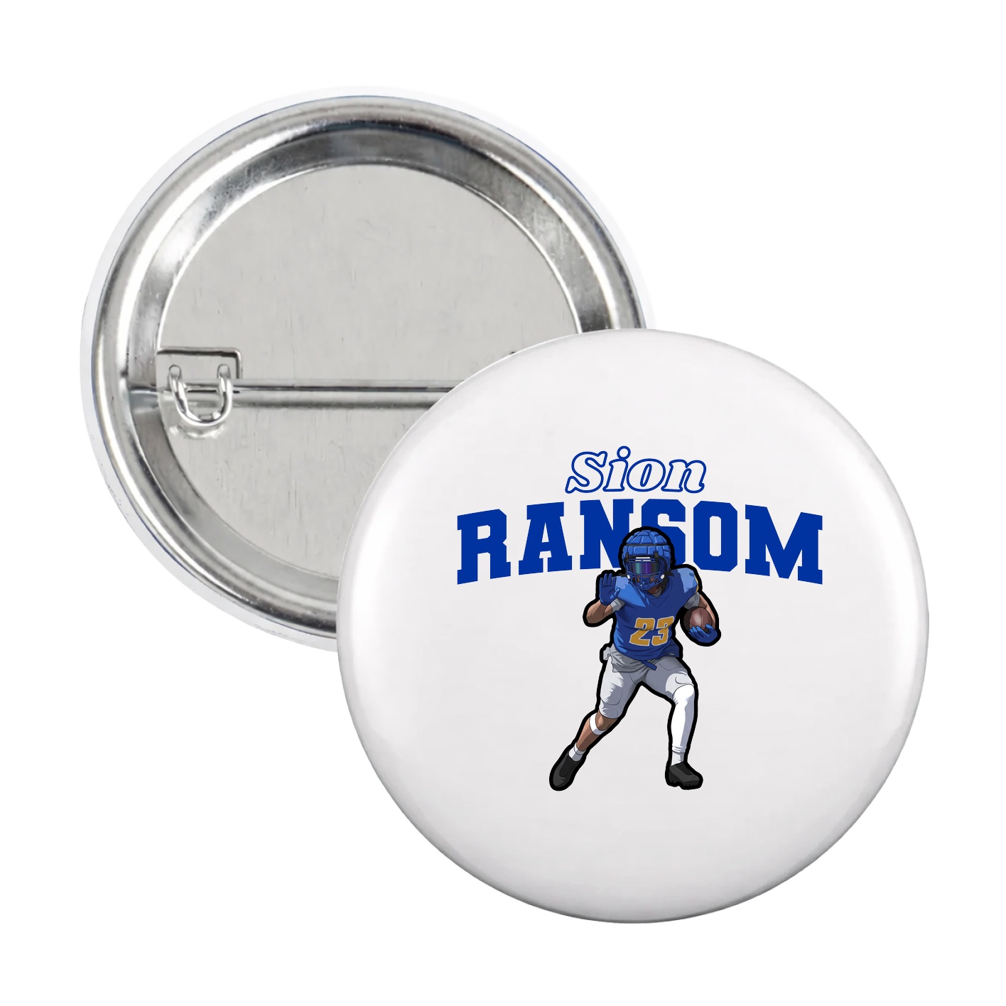 Game Day Button — Name Arch in White