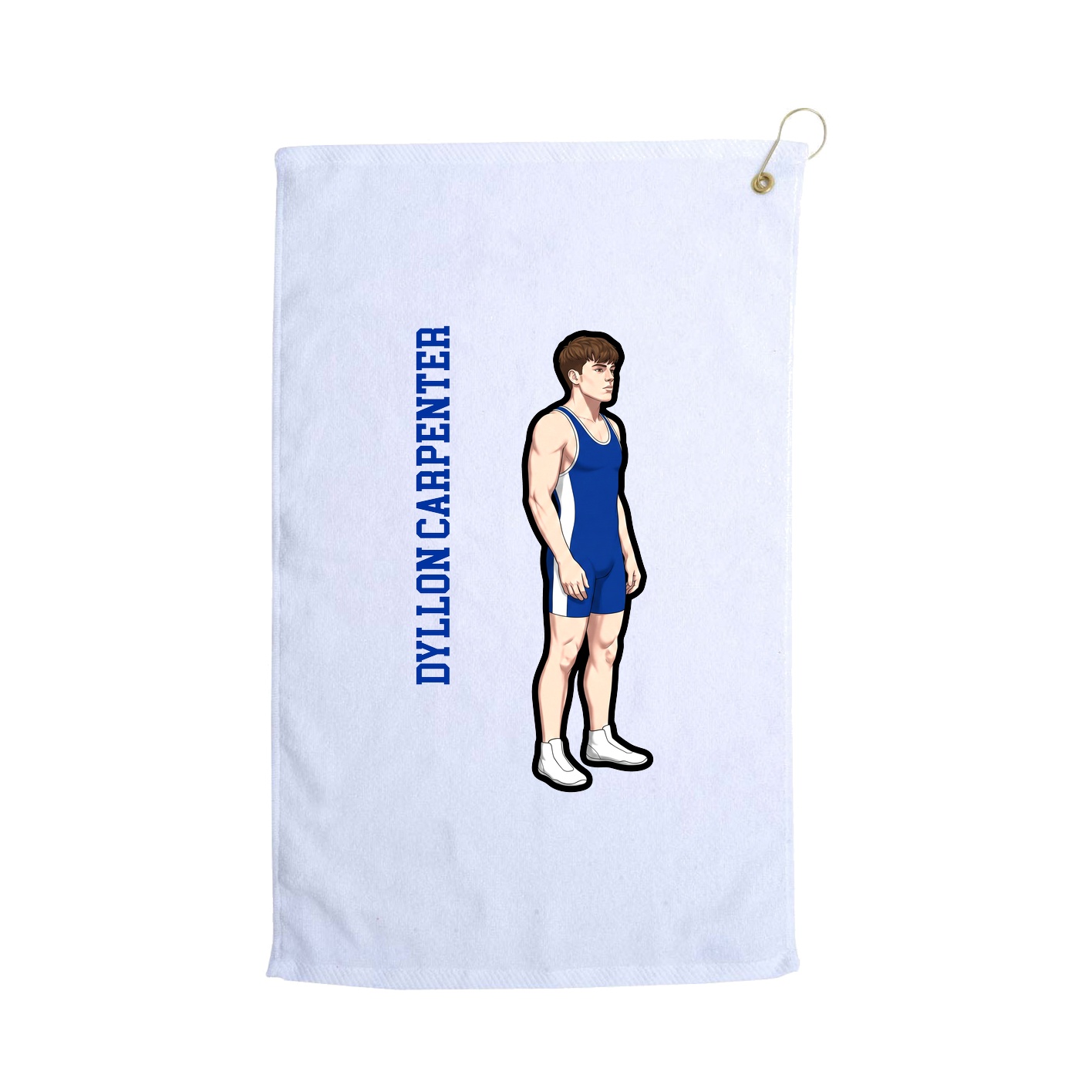 Golf Towel — Name Vertical in White