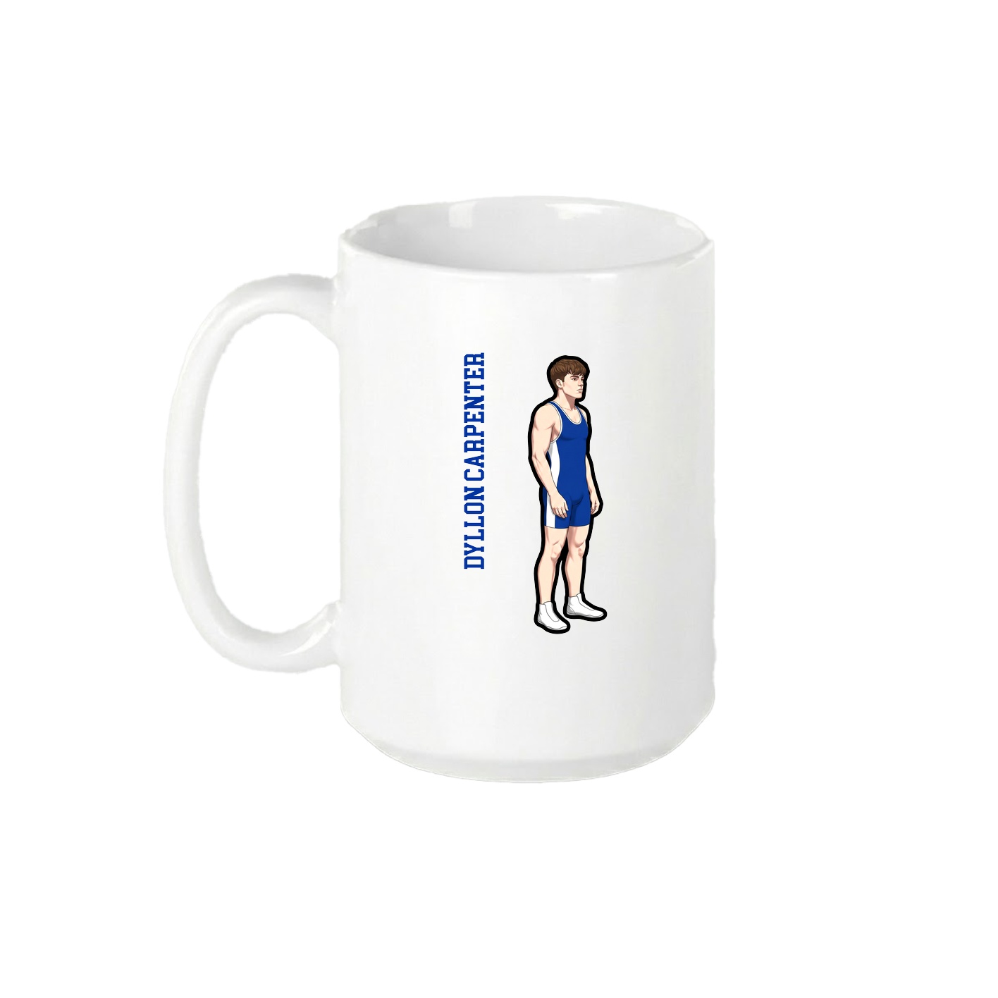 15oz Coffee Mug — Name Vertical in White