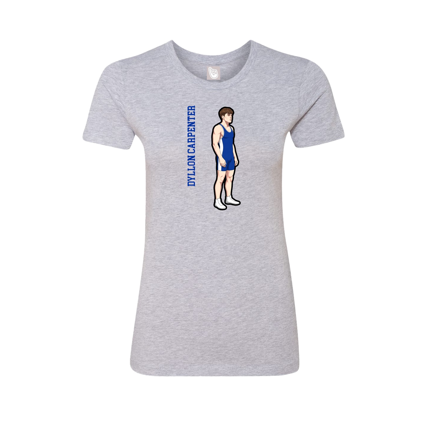 Fitted Women's Tee — Name Vertical in Grey