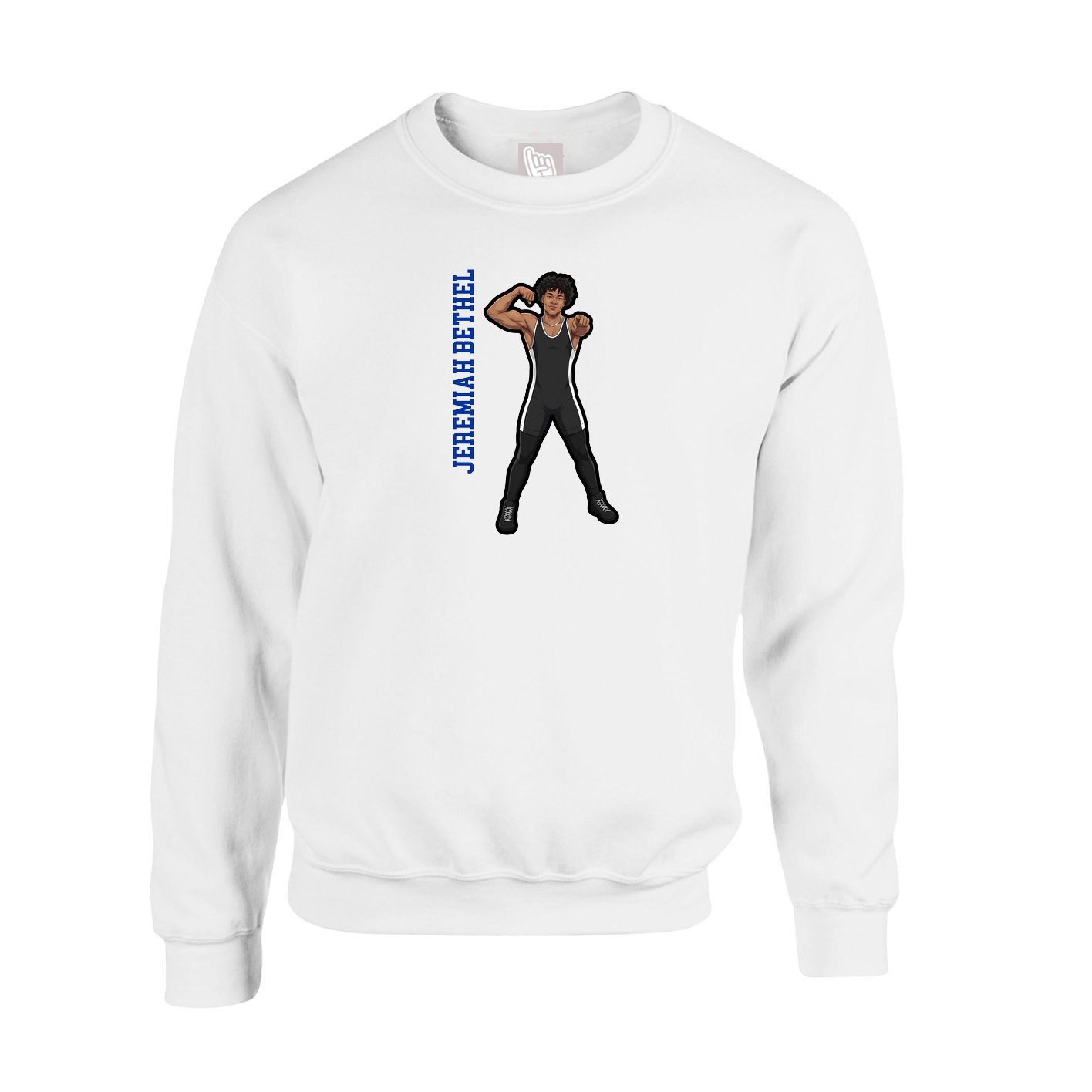 Fleece Crew — Name Vertical in White