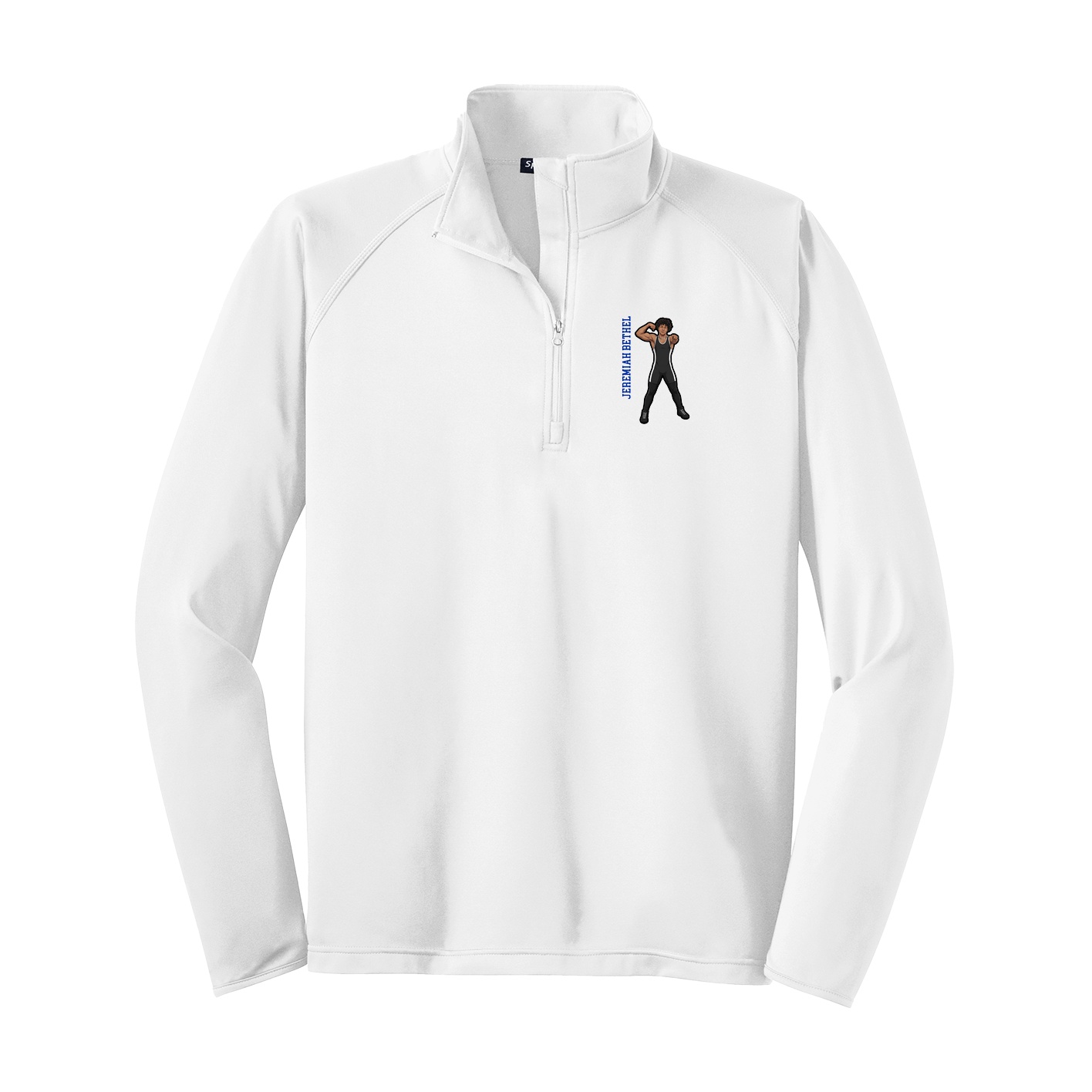 Q-Zip Pullover — Name Vertical in White