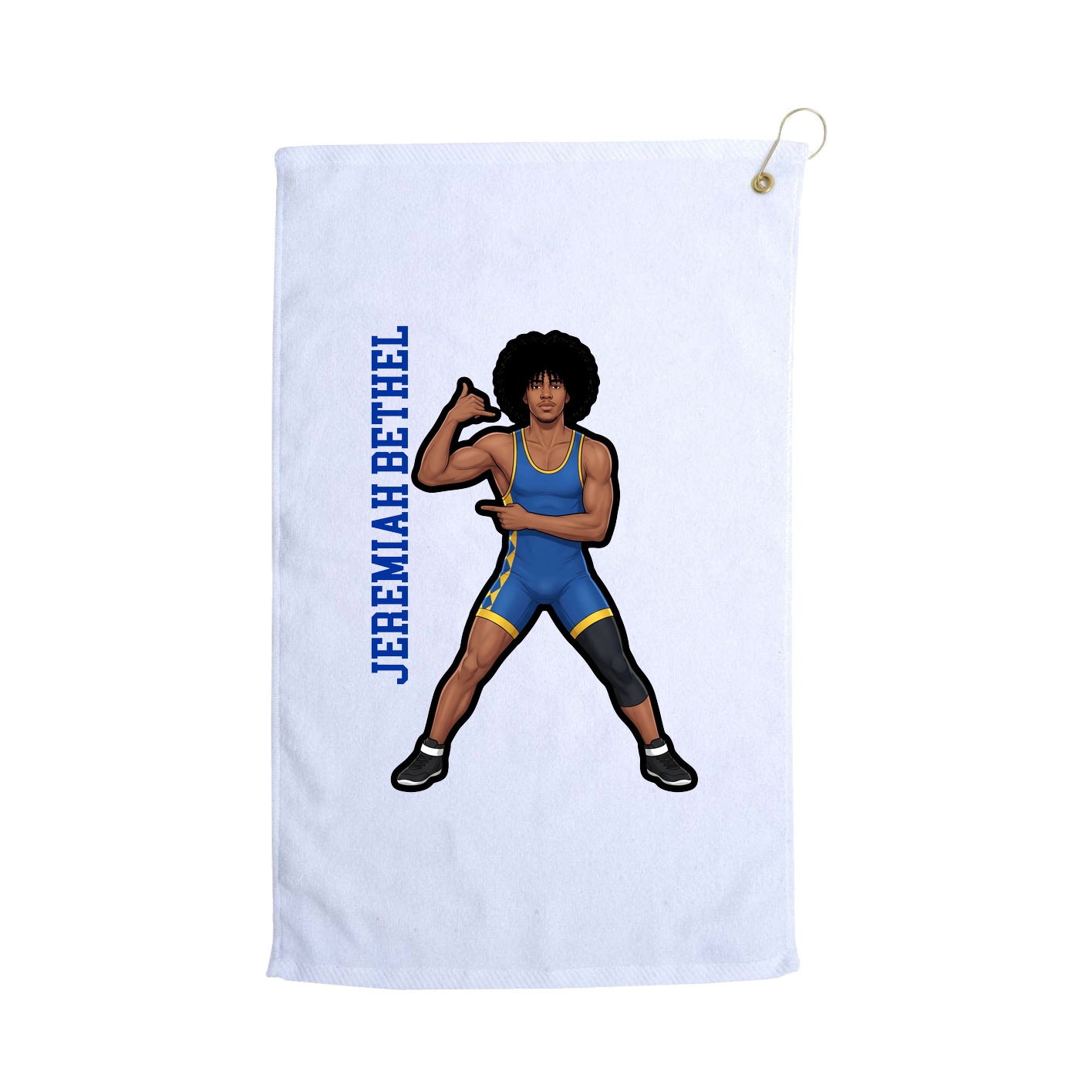Golf Towel — Name Vertical in White