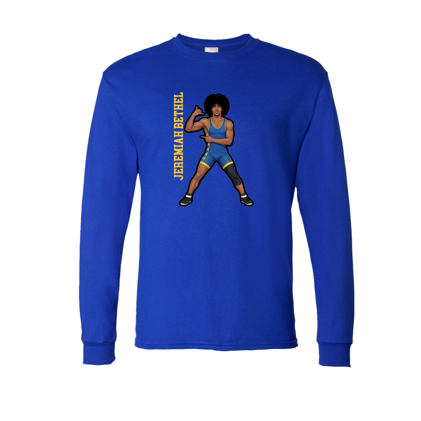 Long Sleeve Tee — Name Vertical in Royal