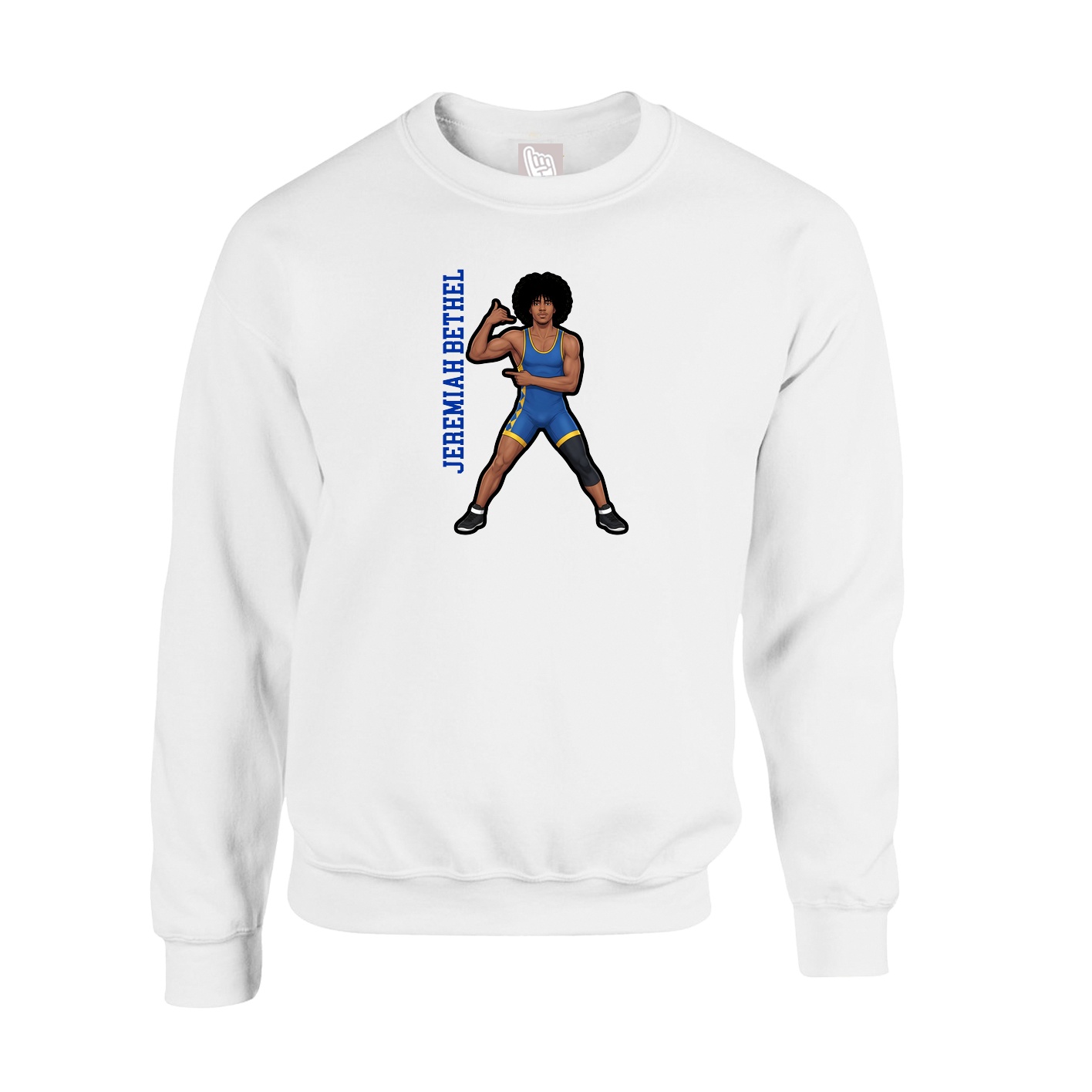 Fleece Crew — Name Vertical in White