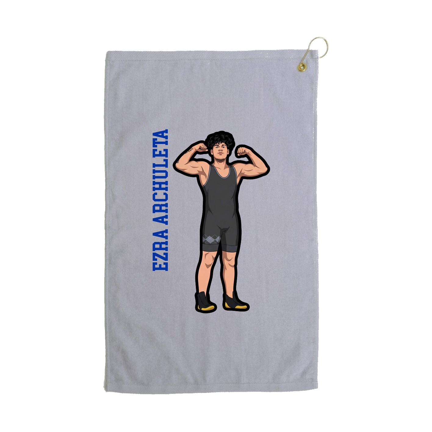 Golf Towel — Name Vertical in Grey