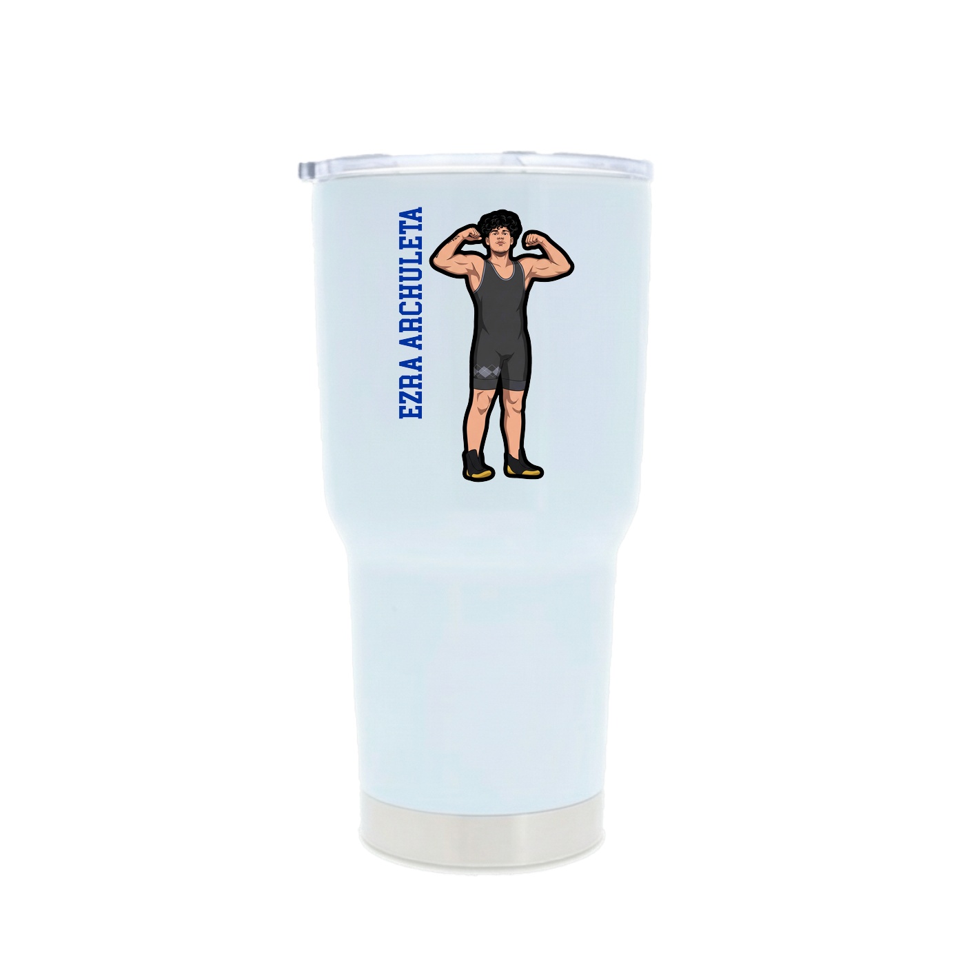 30oz Stainless Steel Tumbler — Name Vertical in White