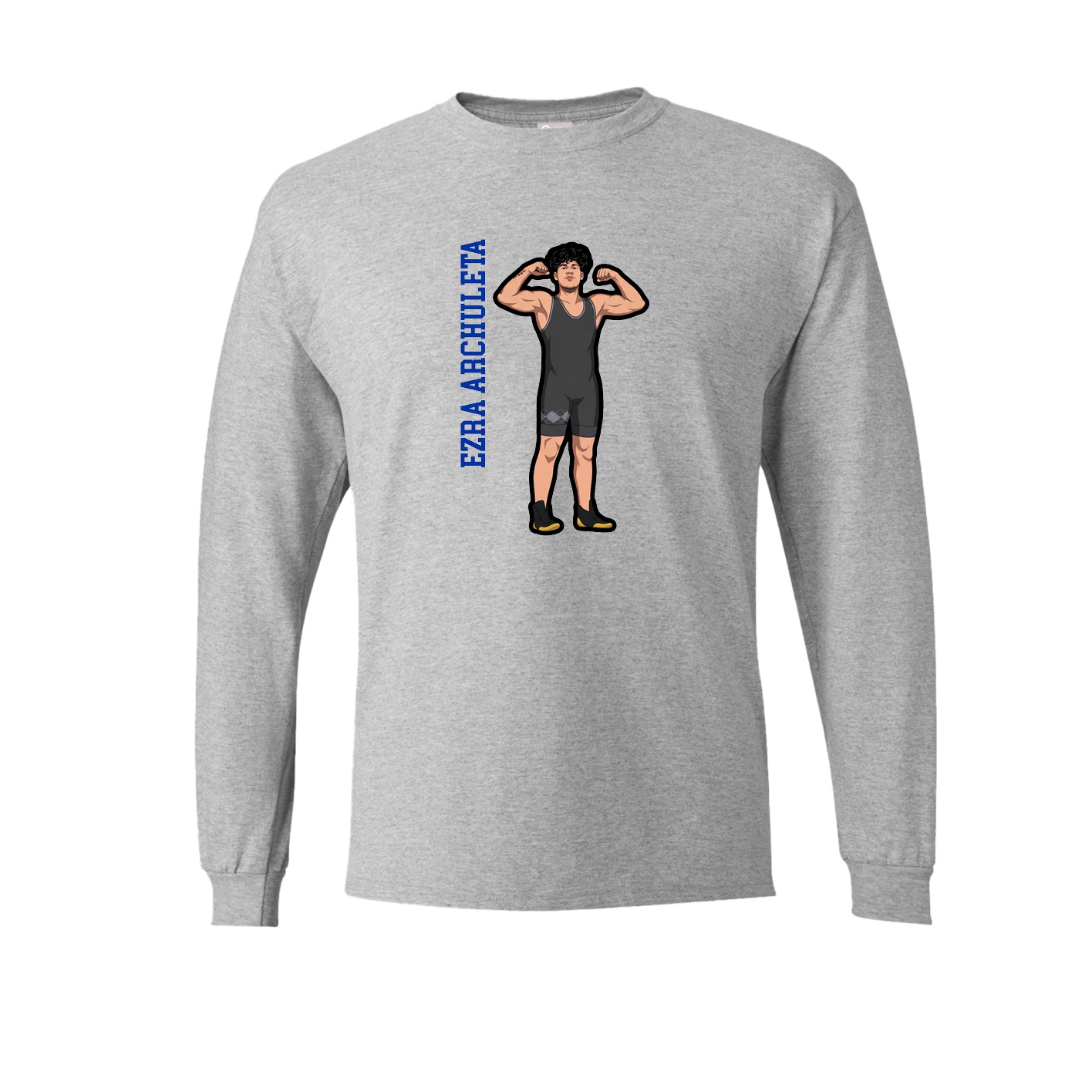 Long Sleeve Tee — Name Vertical in Grey