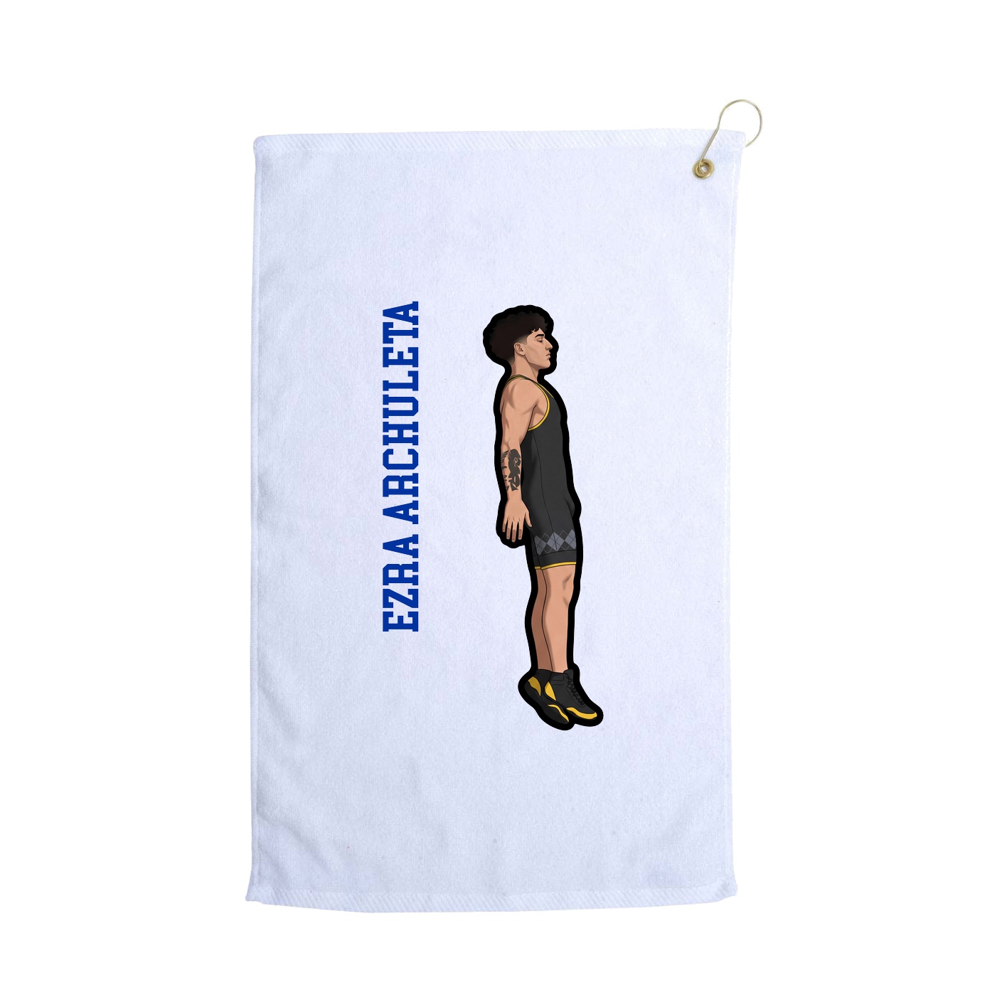 Golf Towel — Name Vertical in White
