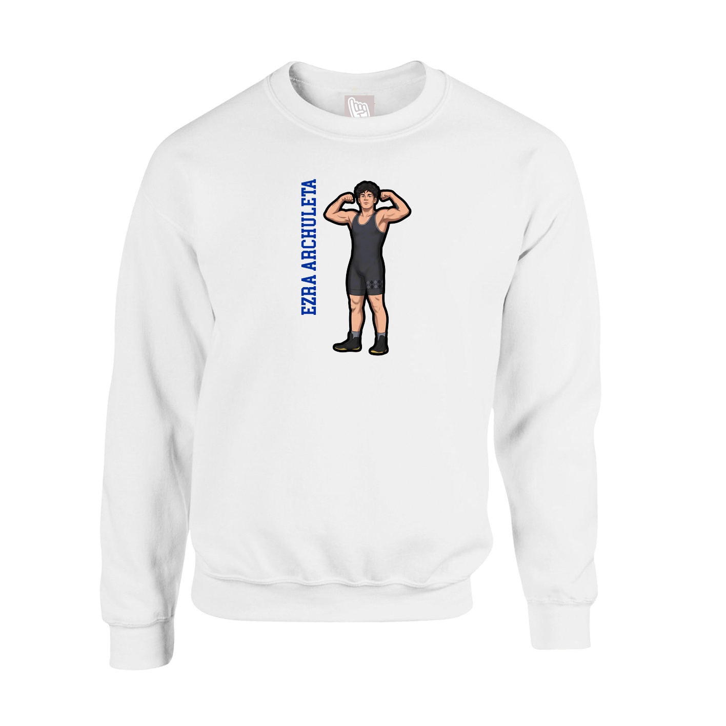 Fleece Crew — Name Vertical in White