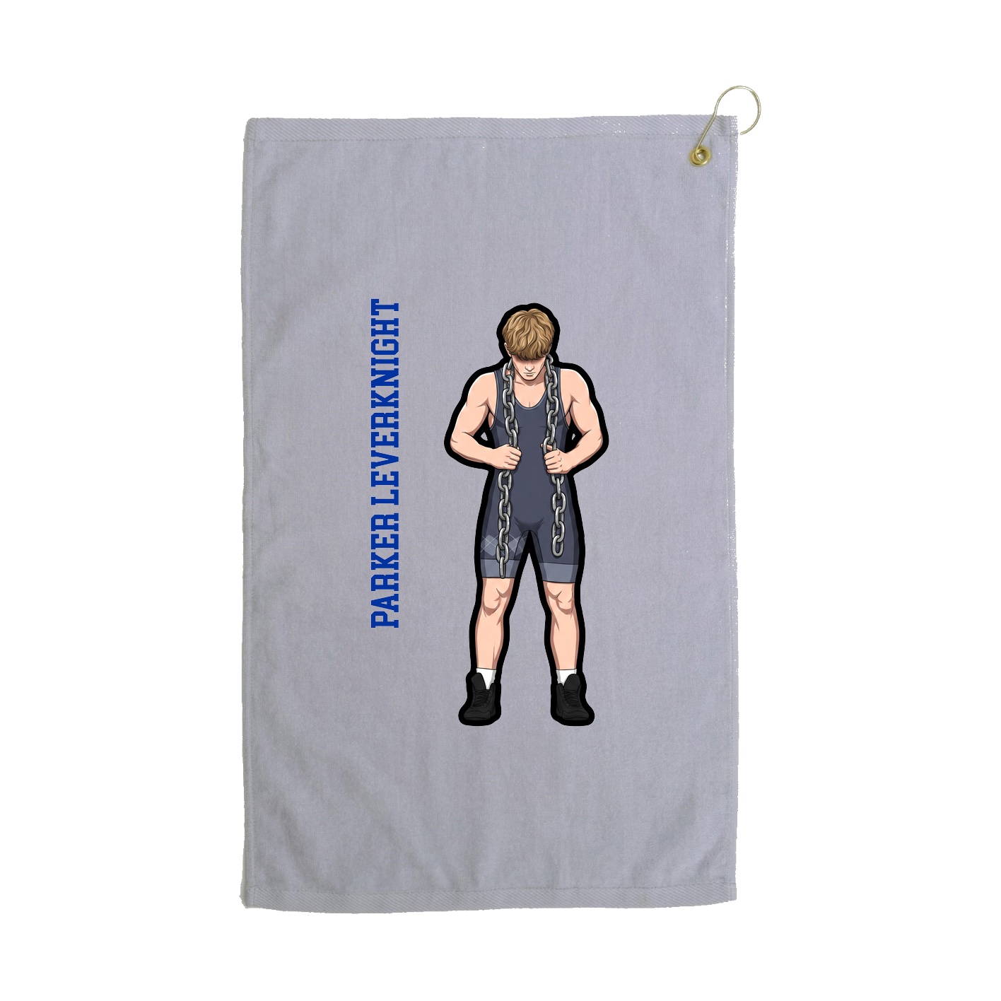 Golf Towel — Name Vertical in Grey