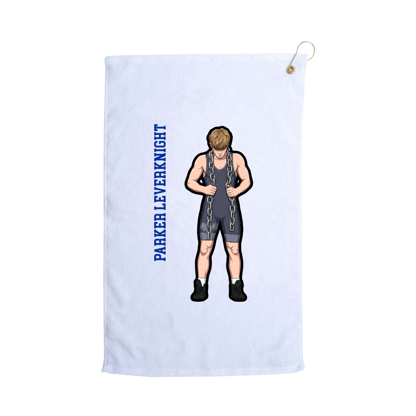 Golf Towel — Name Vertical in White