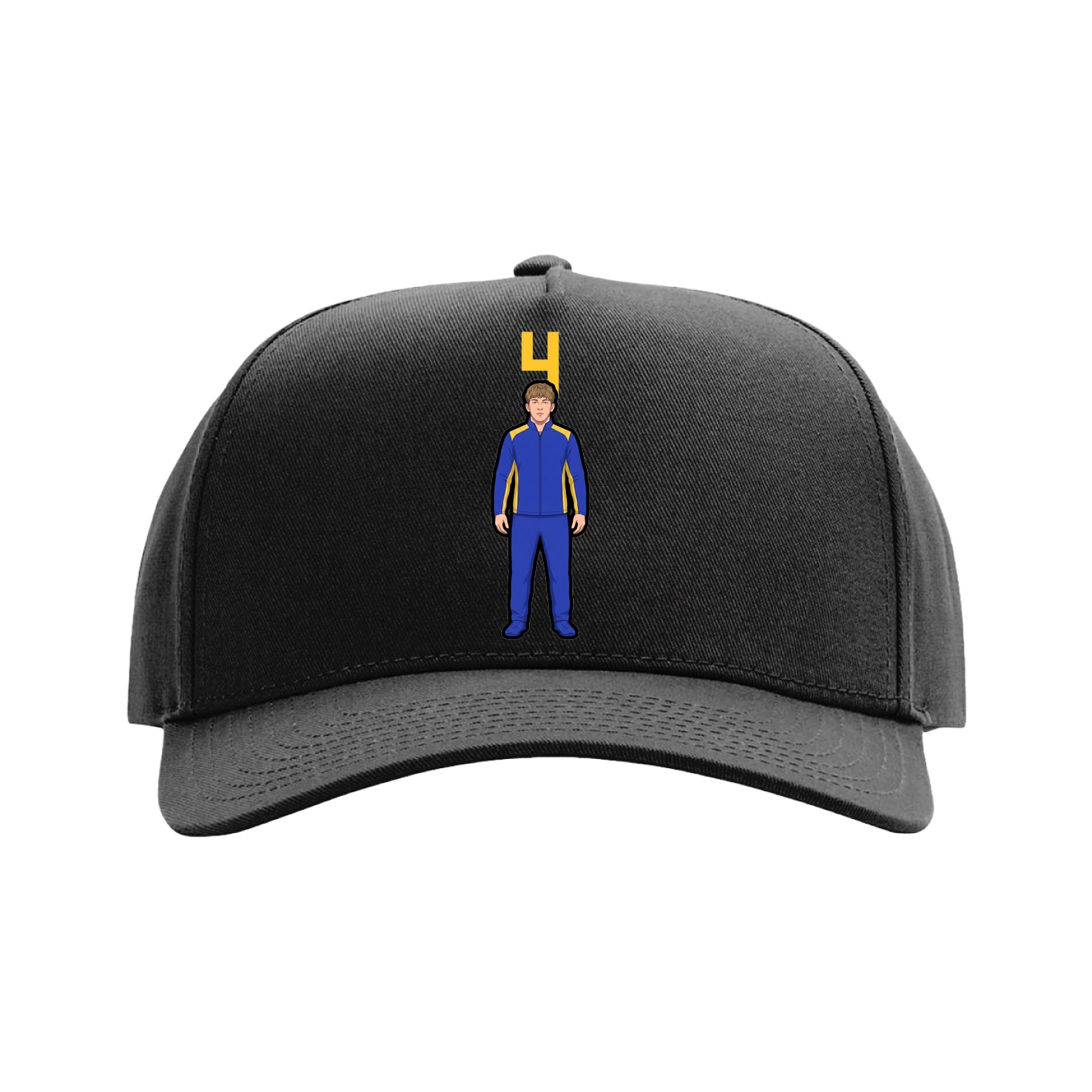 Full Fabric Five-Panel Champ Cap — Number Top in Black