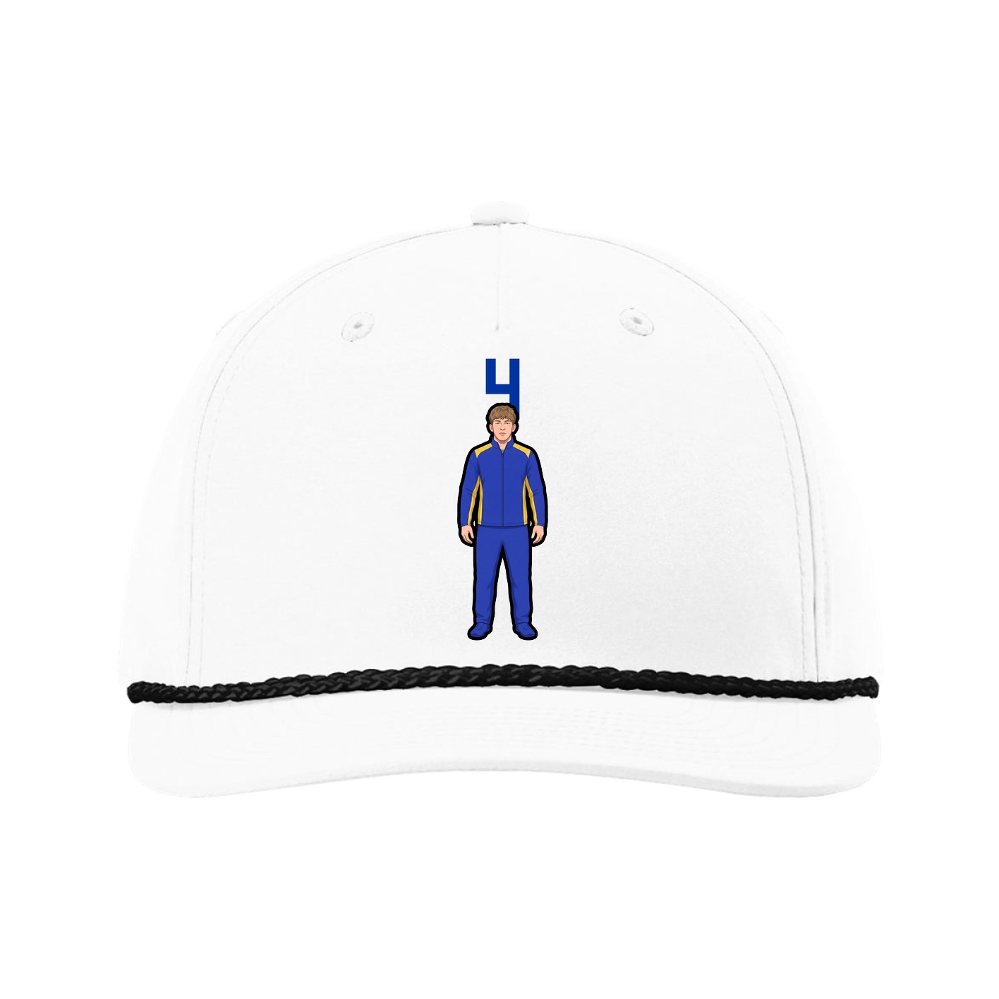 Five-Panel Classic Rope Cap — Number Top in White