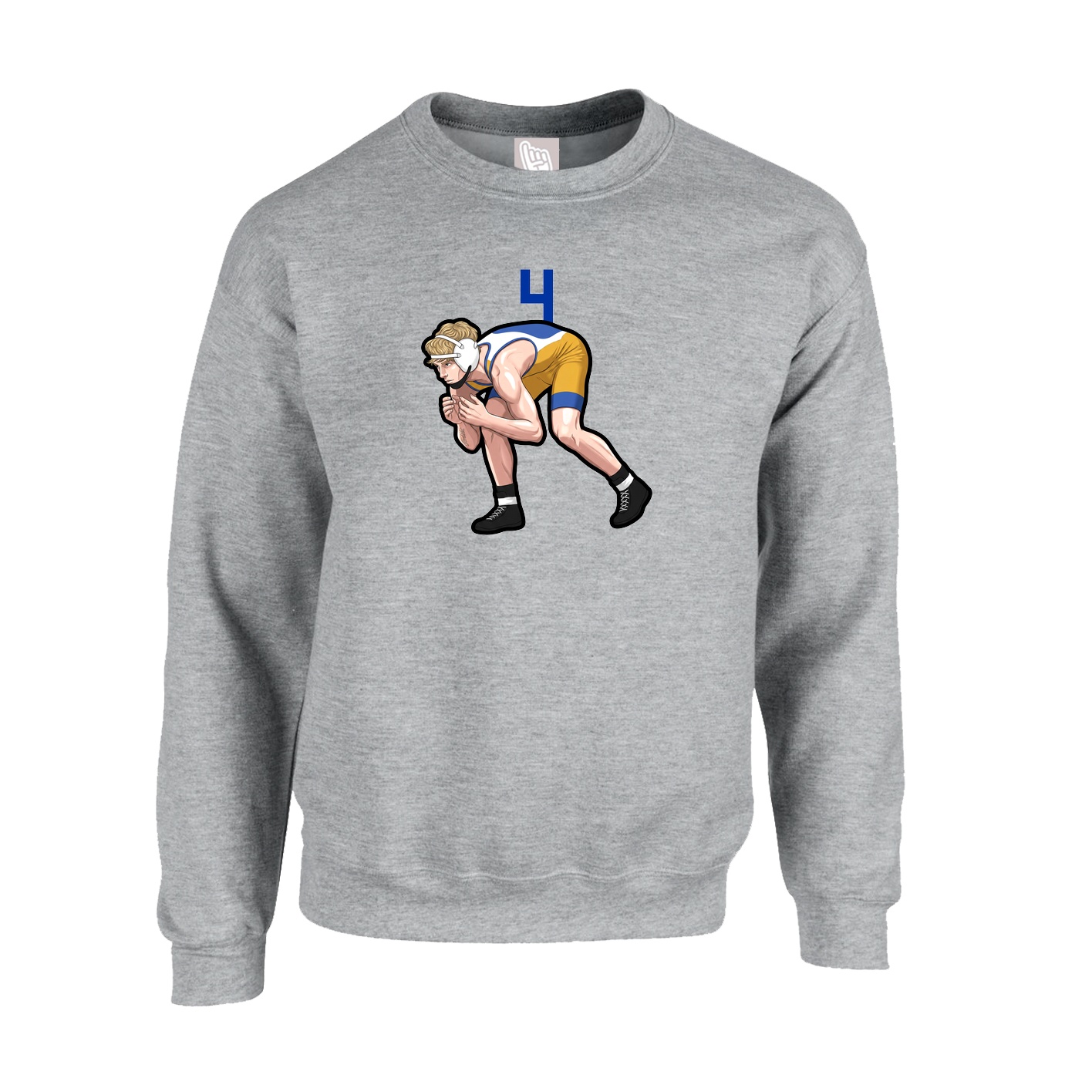 Fleece Crew — Number Top in Grey