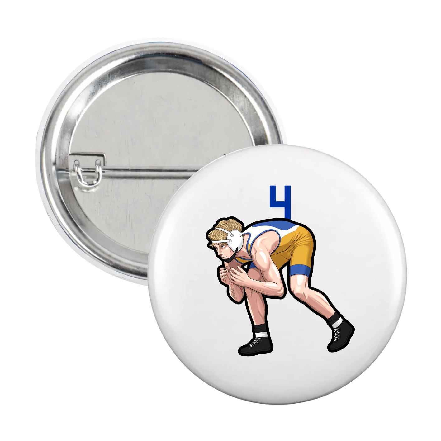 Game Day Button — Number Top in White