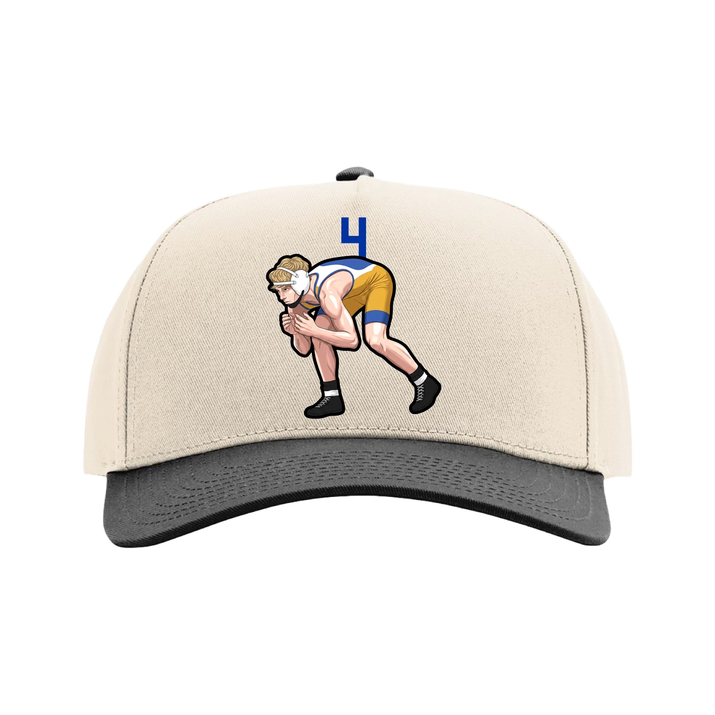 Full Fabric Five-Panel Champ Cap — Number Top in Cream/Black