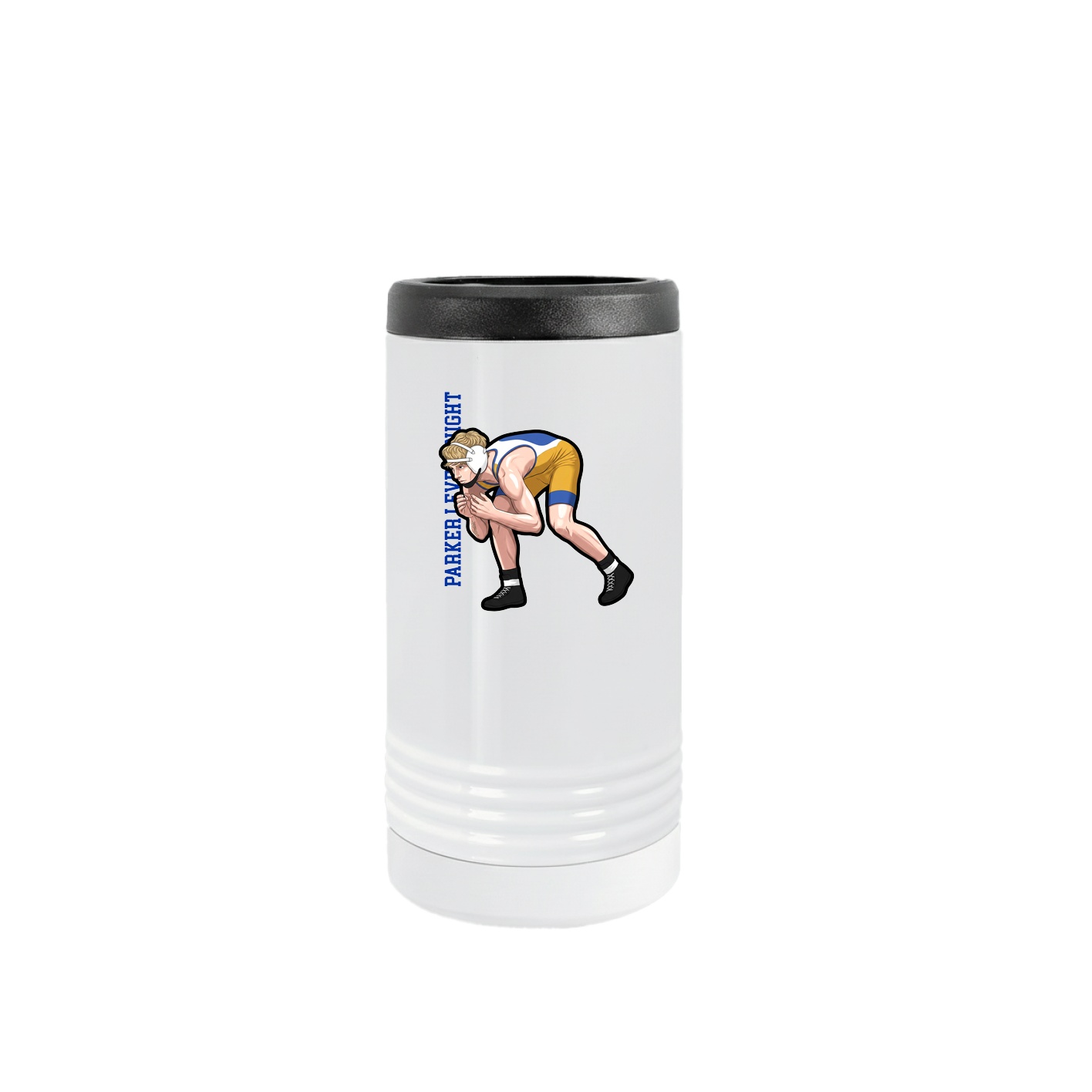 Slim Beverage Holder — Name Vertical in White