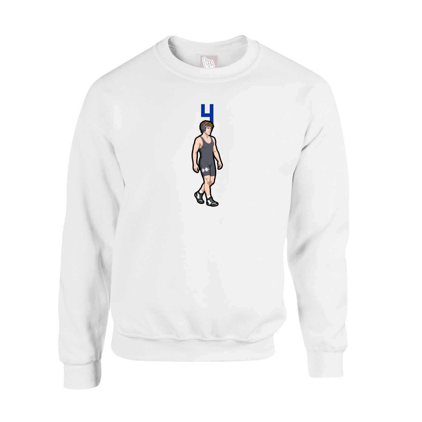 Fleece Crew — Number Top in White