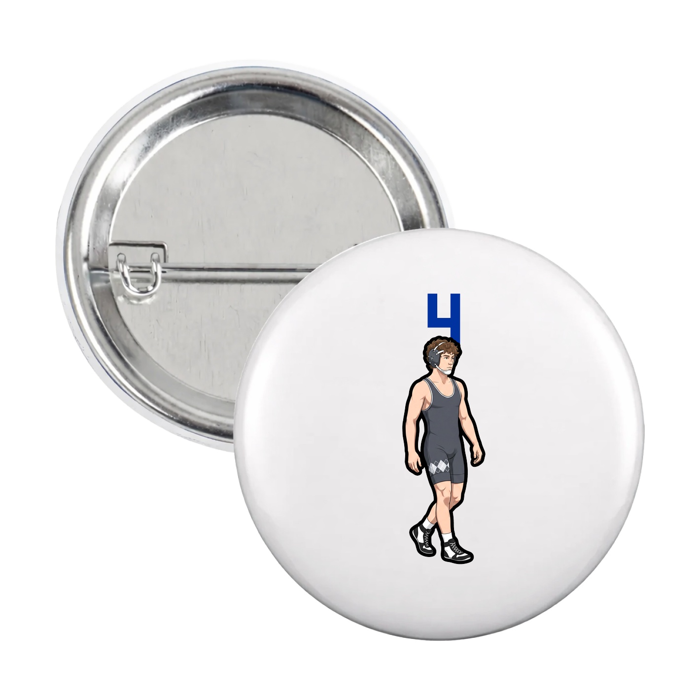 Game Day Button — Number Top in White