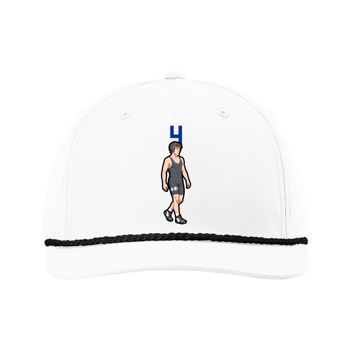 Five-Panel Classic Rope Cap — Number Top in White