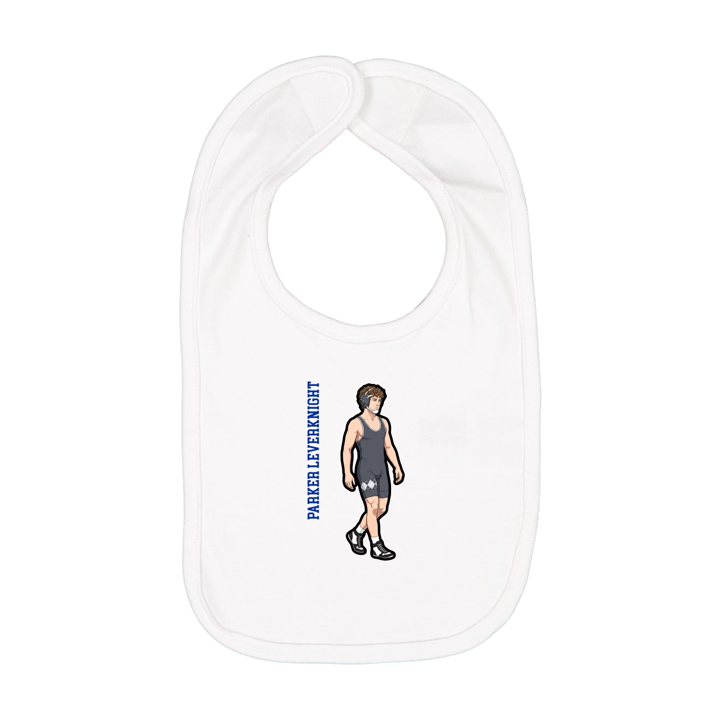 Infant Bib — Name Vertical in White