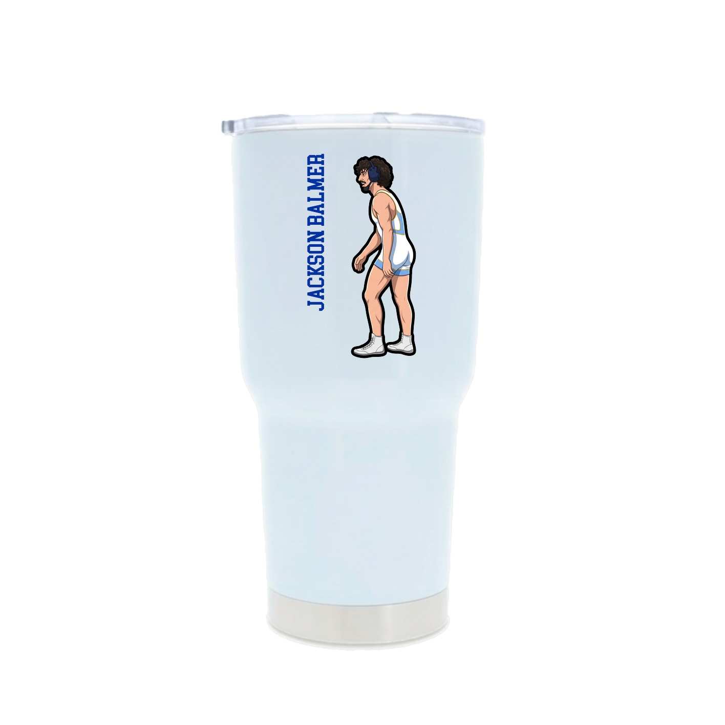 30oz Stainless Steel Tumbler — Name Vertical in White