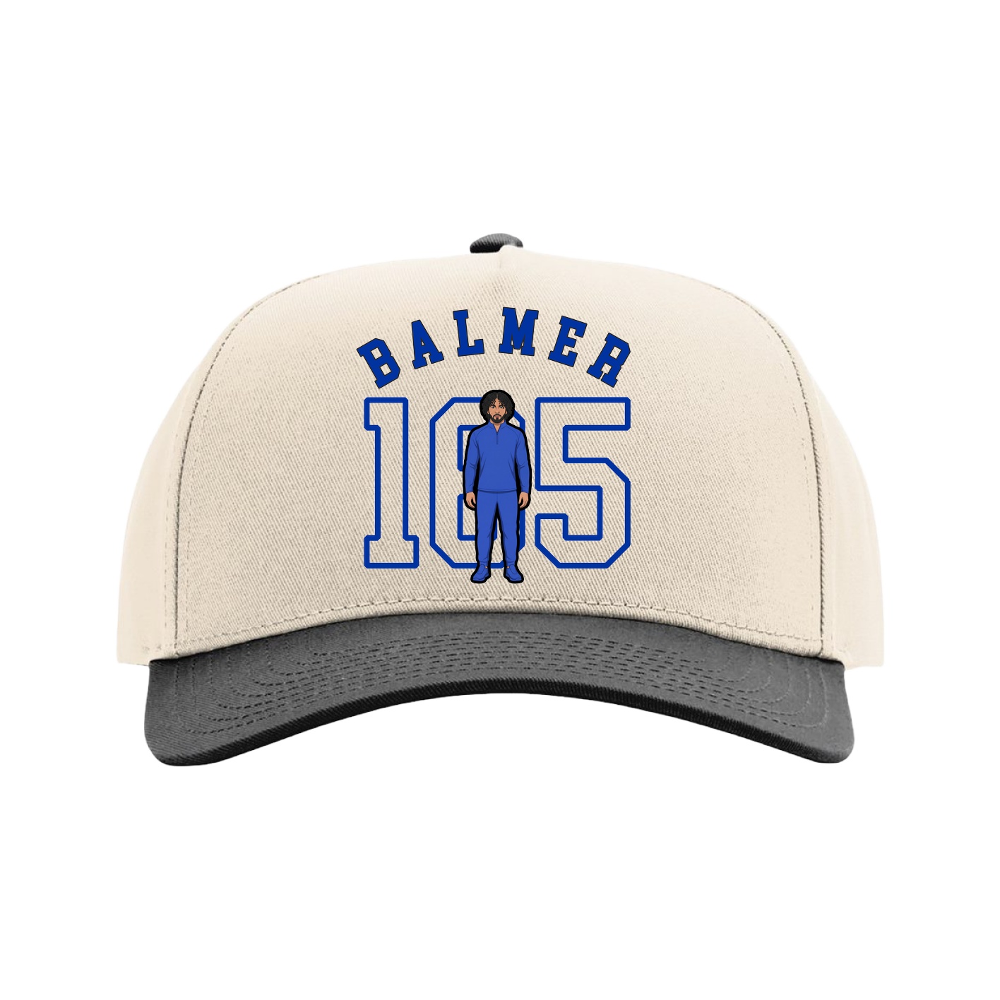 Full Fabric Five-Panel Champ Cap — Shirsey Arch in Cream/Black