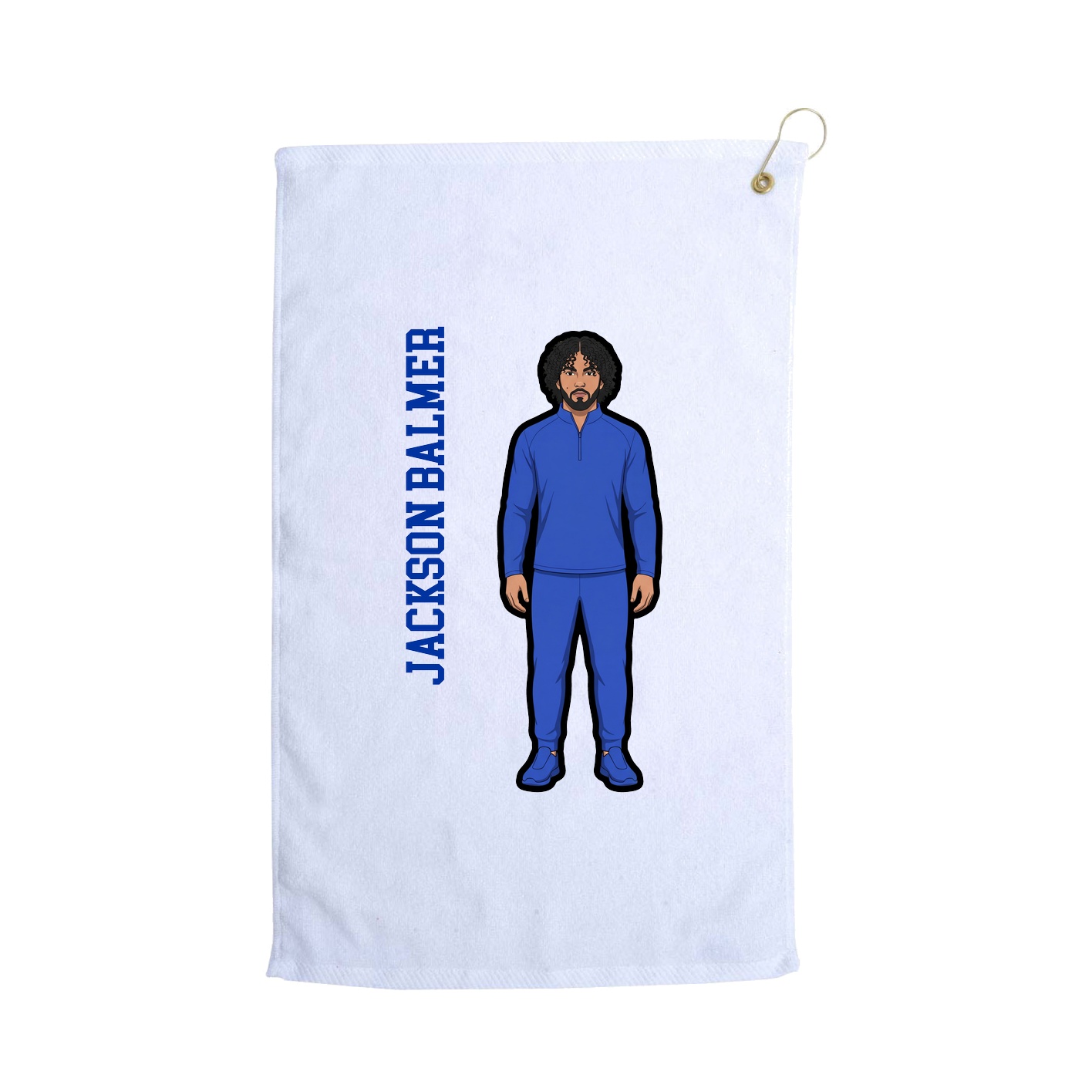 Golf Towel — Name Vertical in White