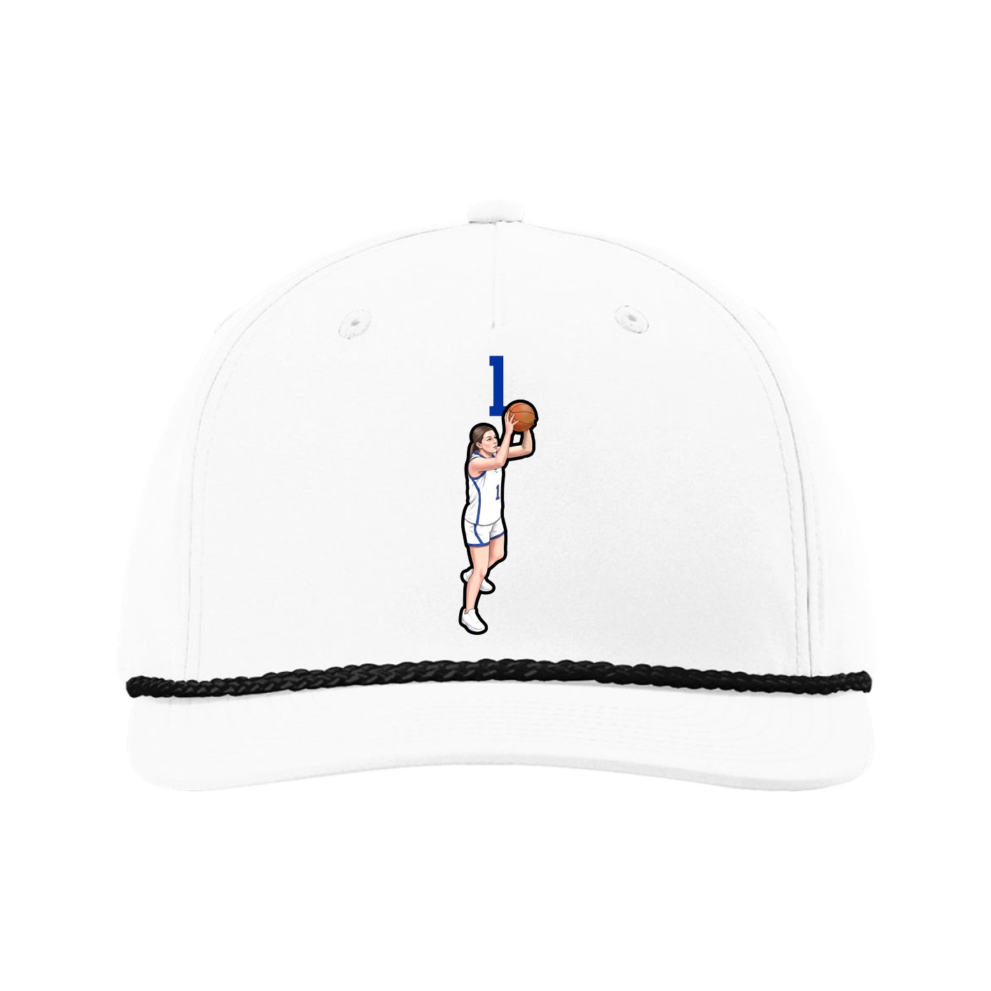 Five-Panel Classic Rope Cap — Number Top in White