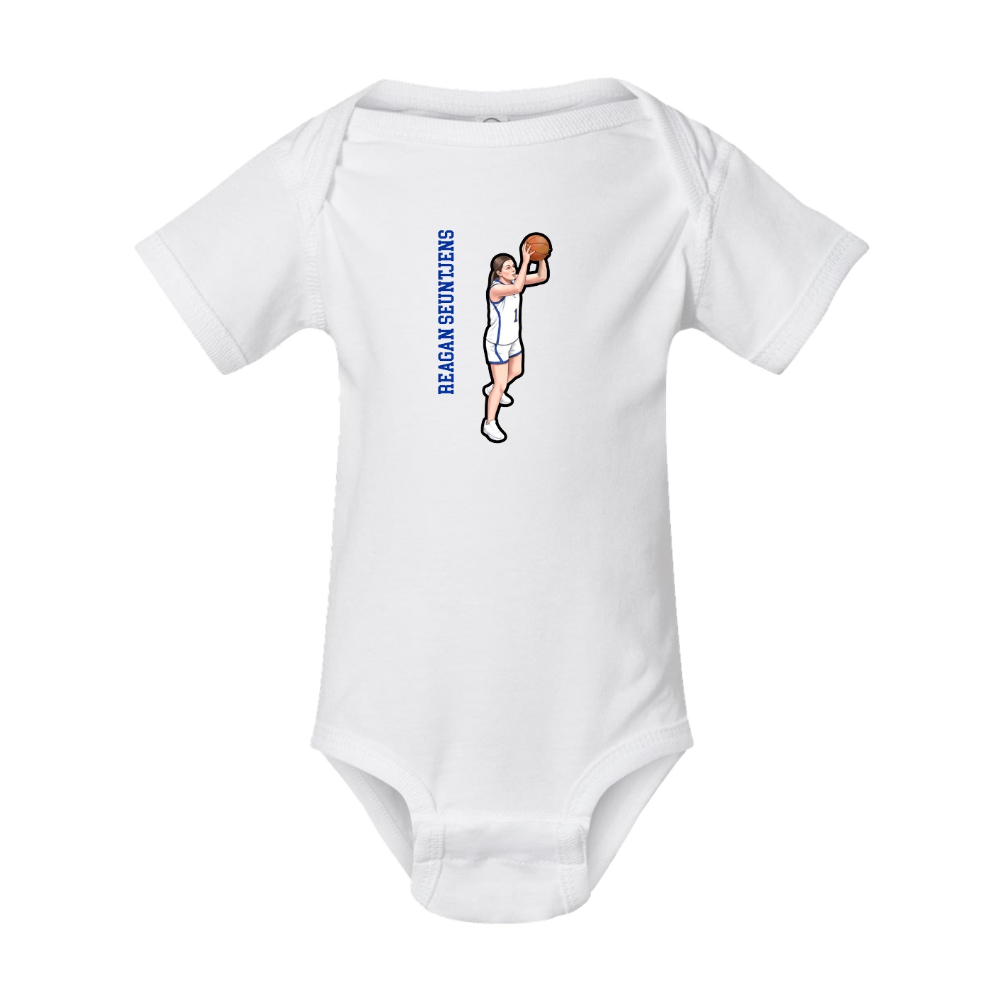Baby Onesie — Name Vertical in White