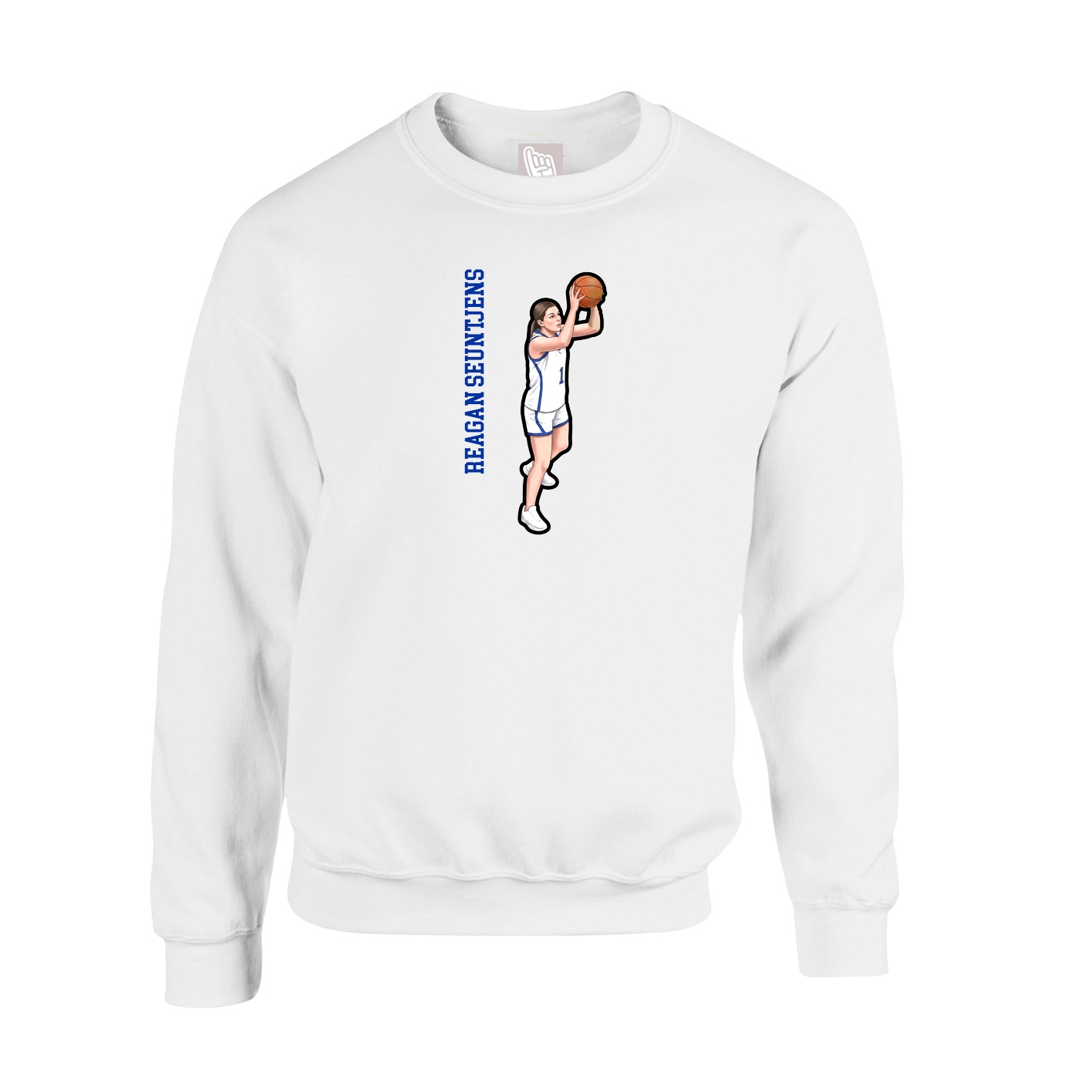 Fleece Crew — Name Vertical in White