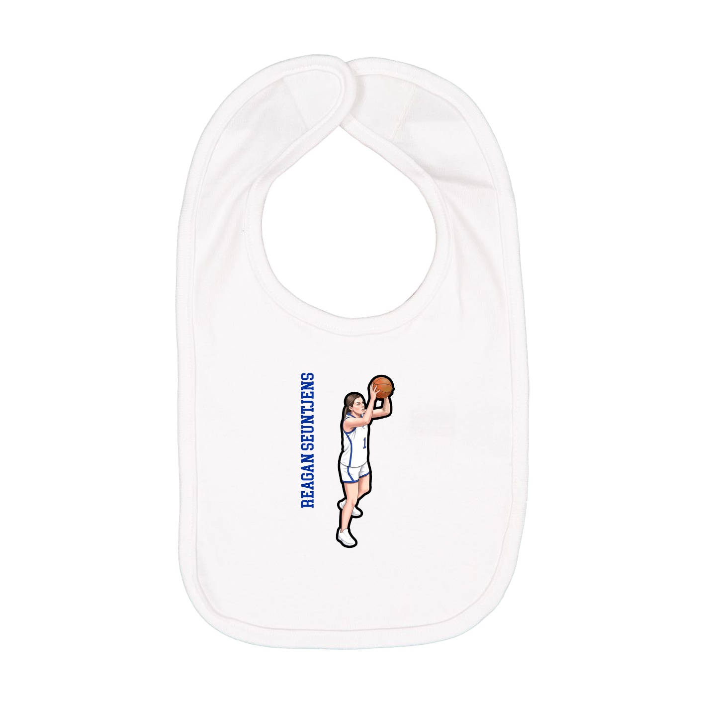 Infant Bib — Name Vertical in White