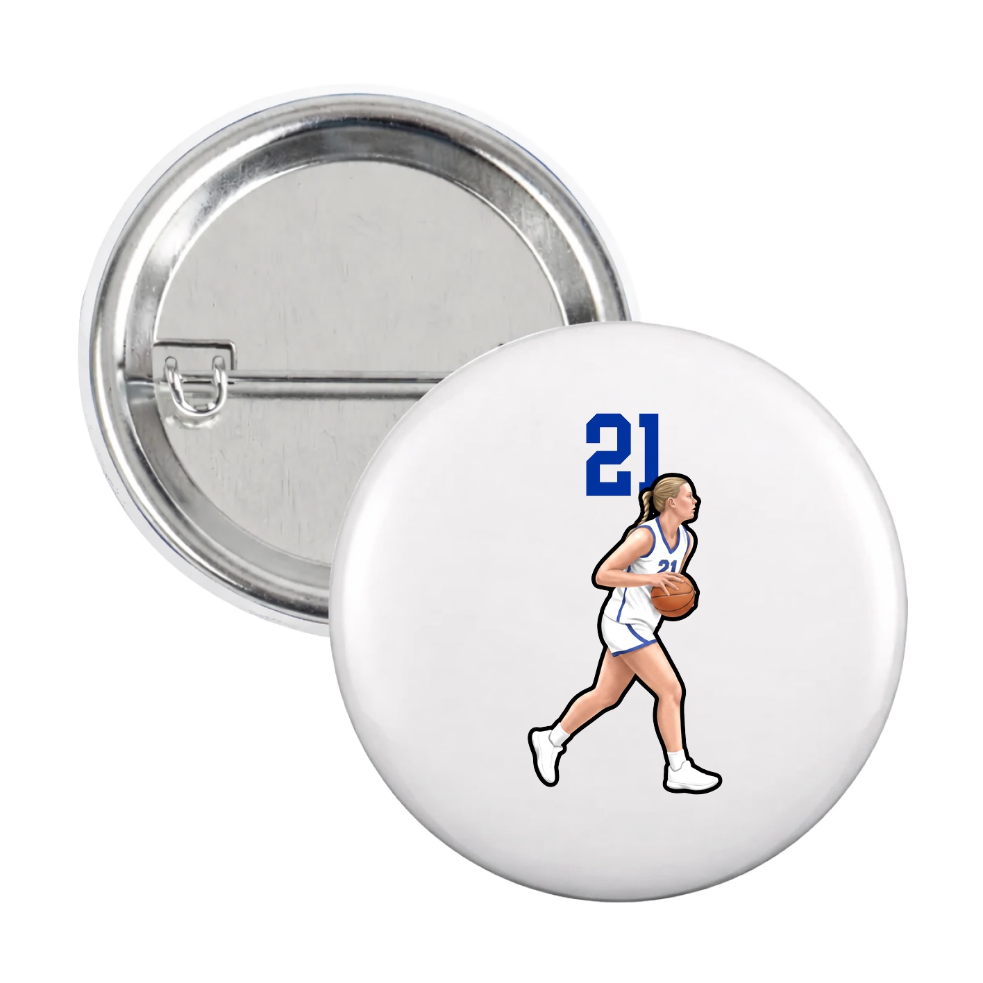 Game Day Button — Number Top in White