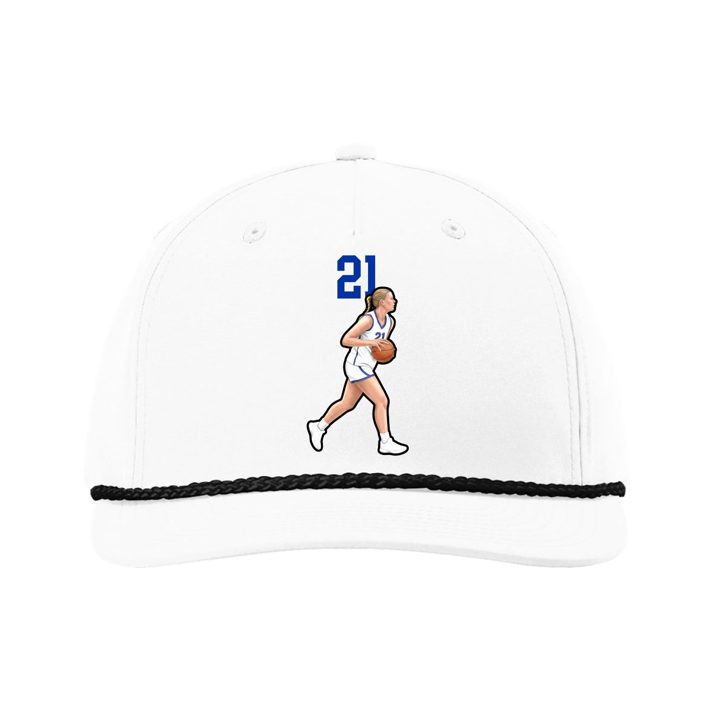 Five-Panel Classic Rope Cap — Number Top in White