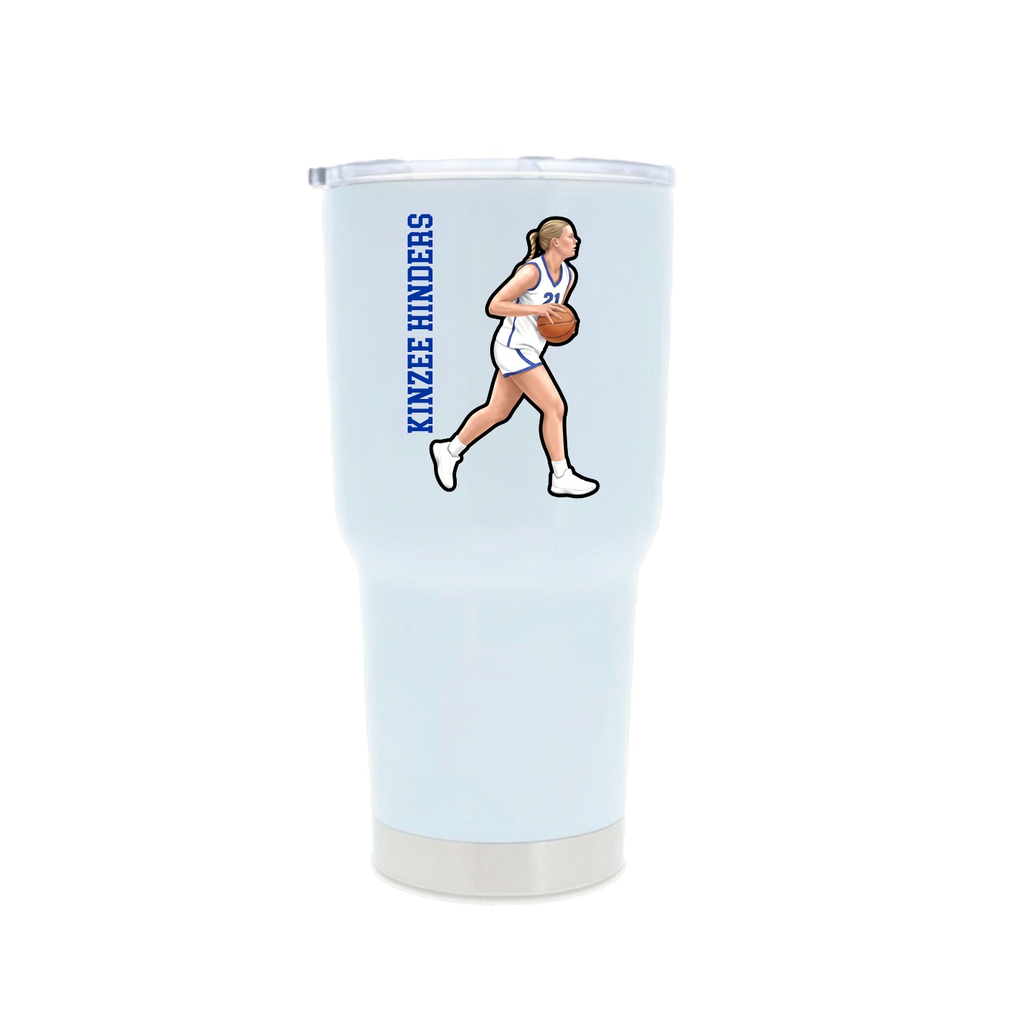 30oz Stainless Steel Tumbler — Name Vertical in White